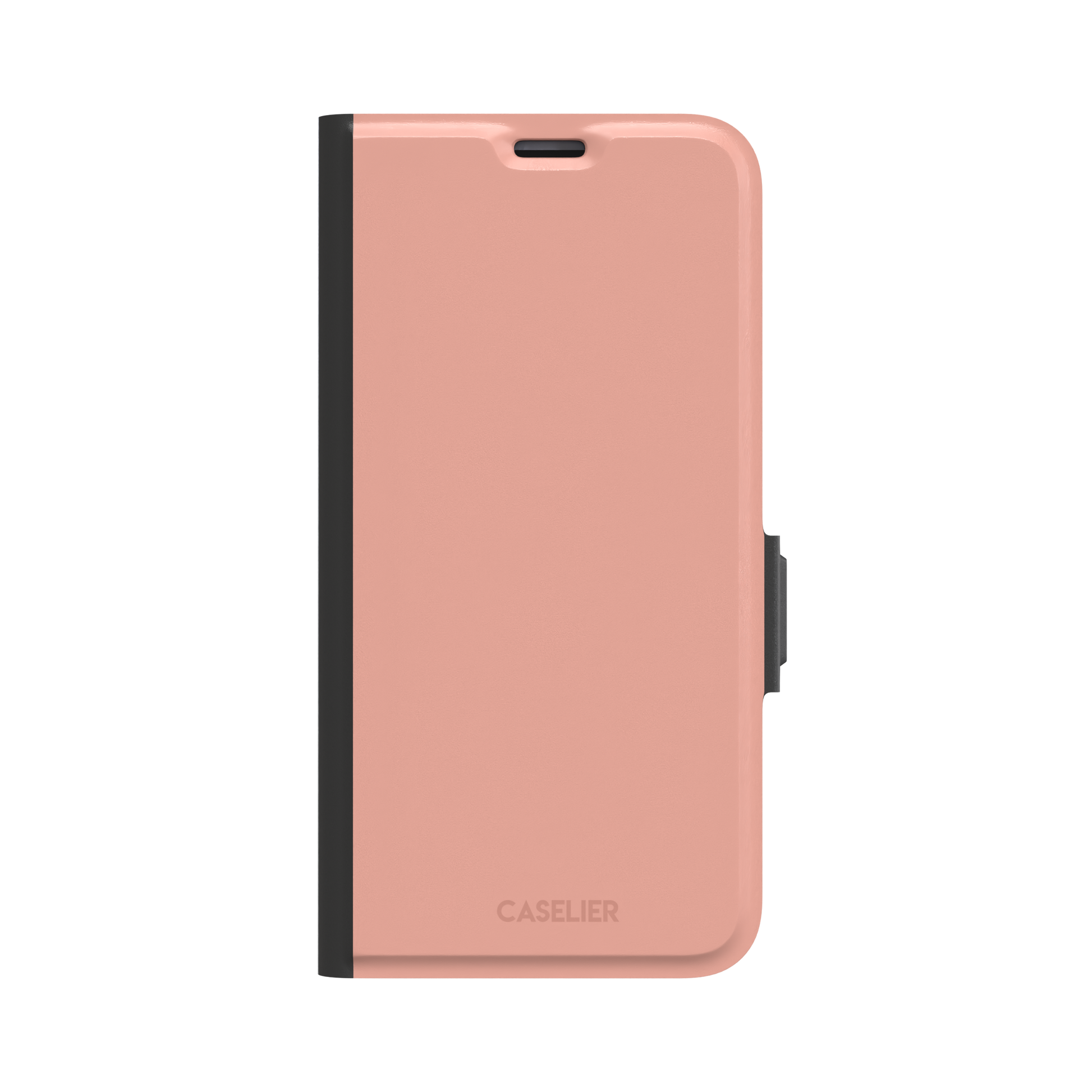 Solid dusty blush pink phone case with smooth matte finish on iPhone, phone case by Caselier — wallet case, front view