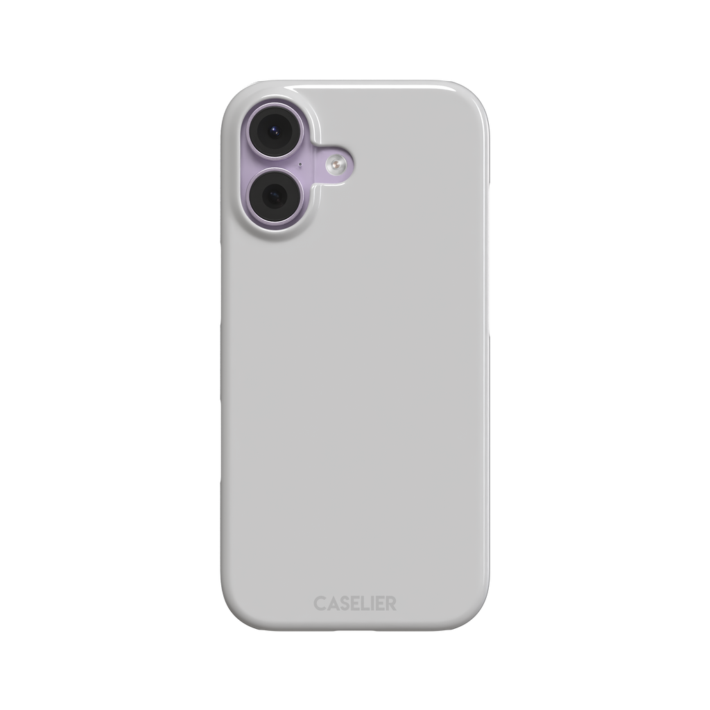 Solid mid-tone grey phone case with minimal matte finish on iPhone, phone case by Caselier — snap case, front view