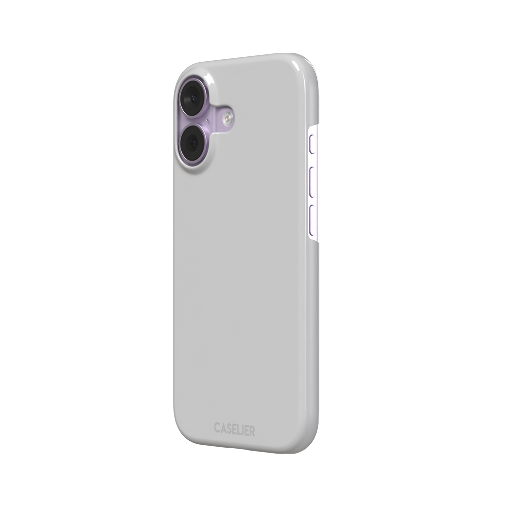Solid mid-tone grey phone case with minimal matte finish on iPhone, phone case by Caselier — snap case, right view