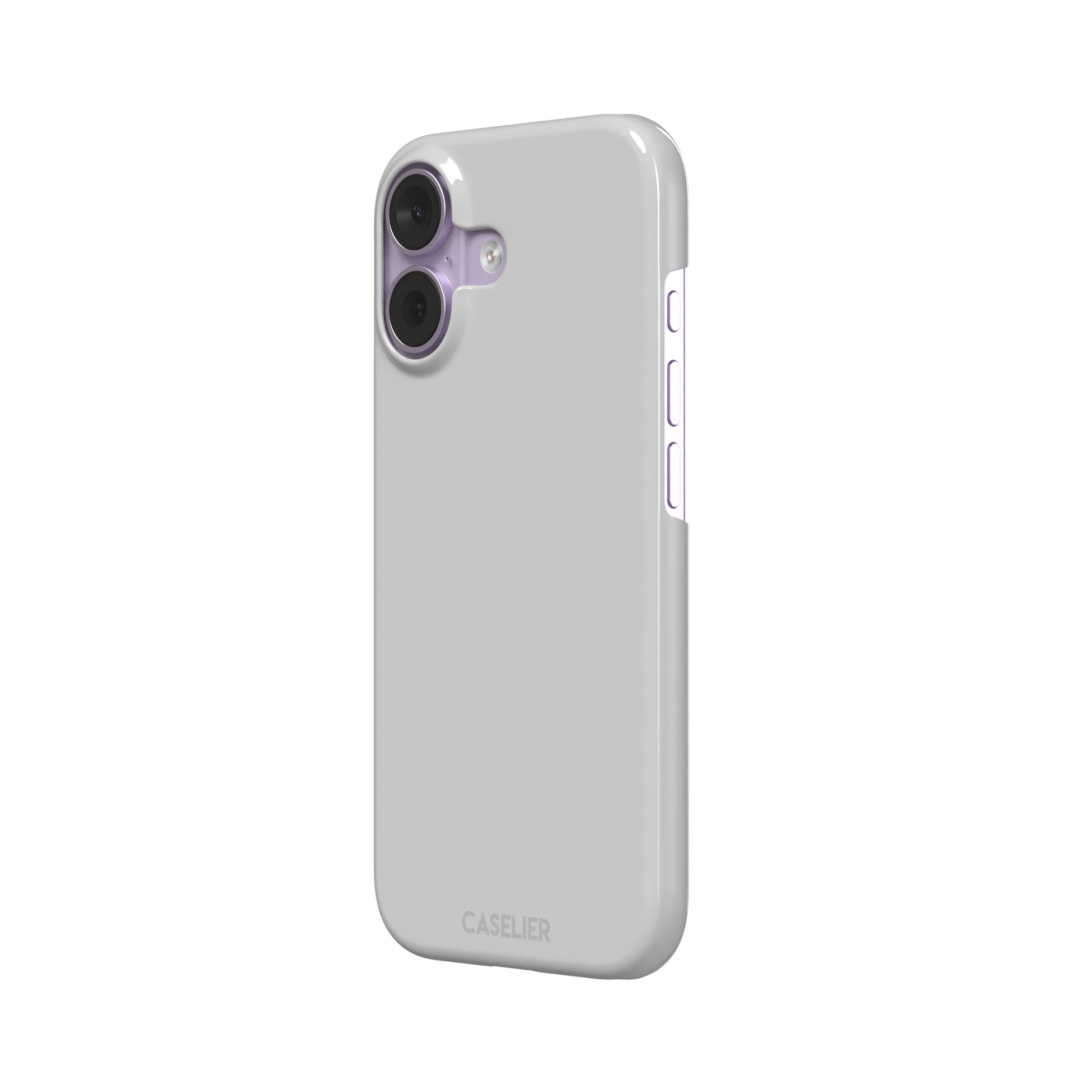 Solid mid-tone grey phone case with minimal matte finish on iPhone, phone case by Caselier — snap case, right view