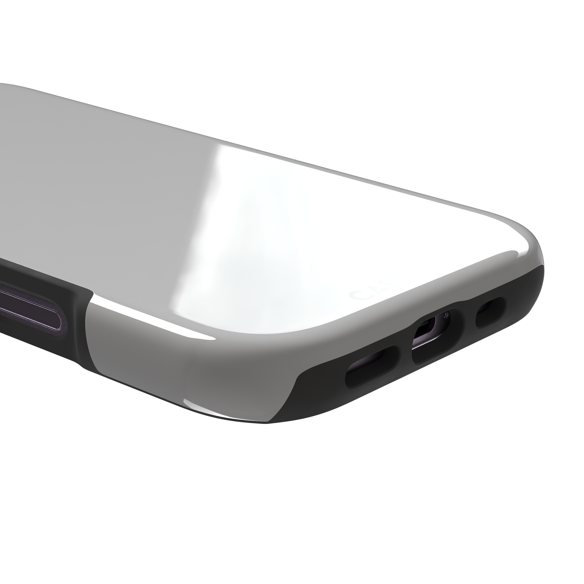 Solid mid-tone grey phone case with minimal matte finish on iPhone, phone case by Caselier — tough case, charging port detail