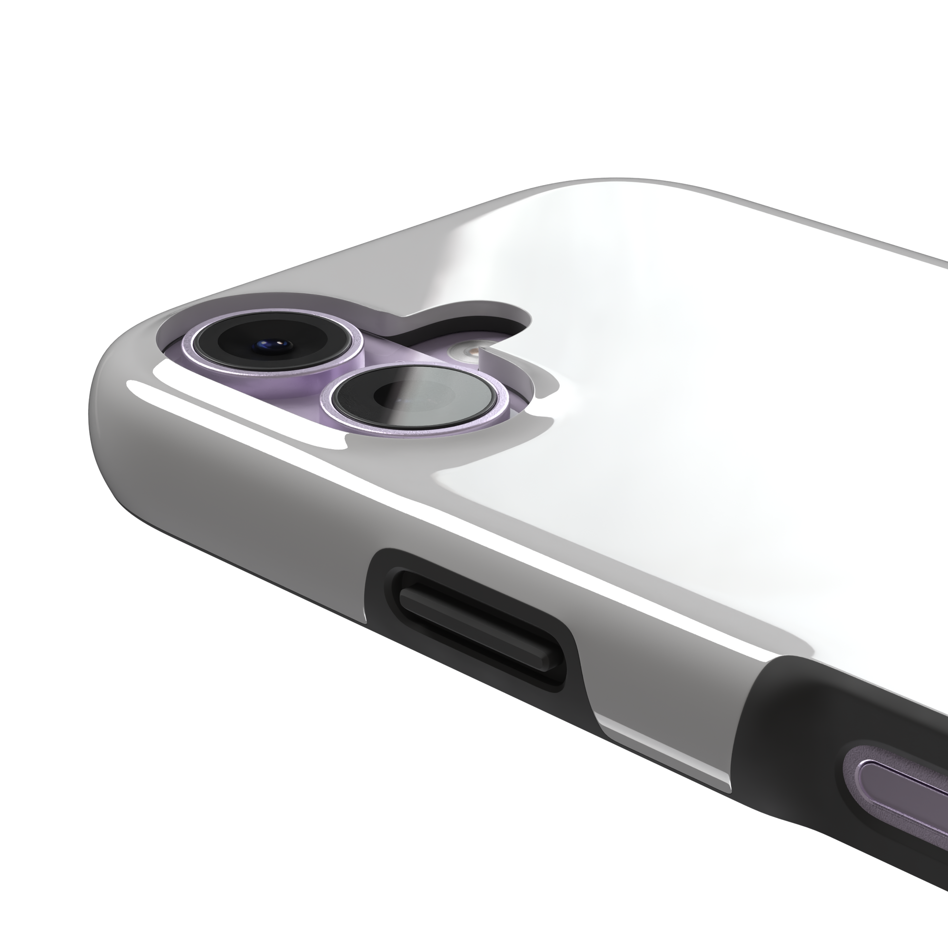 Solid mid-tone grey phone case with minimal matte finish on iPhone, phone case by Caselier — tough case, volume buttons detail