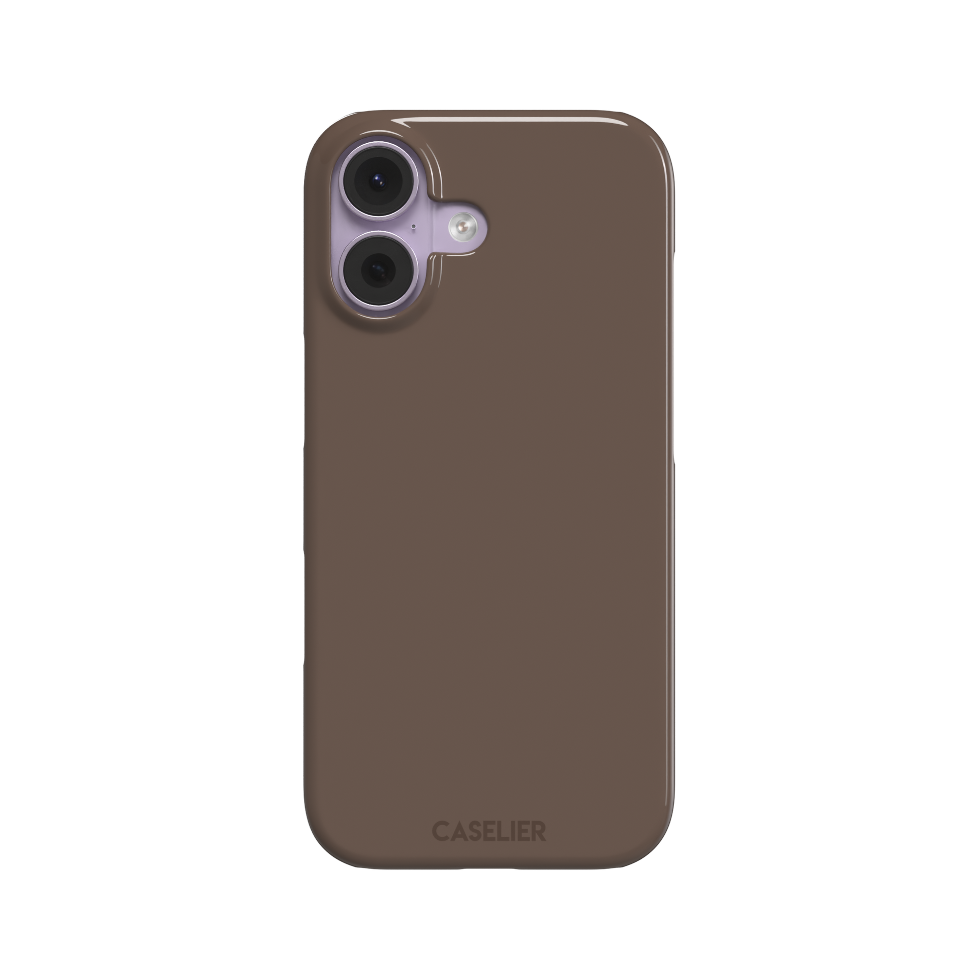 Solid muted taupe-brown phone case with minimal matte finish on iPhone, phone case by Caselier — snap case, front view
