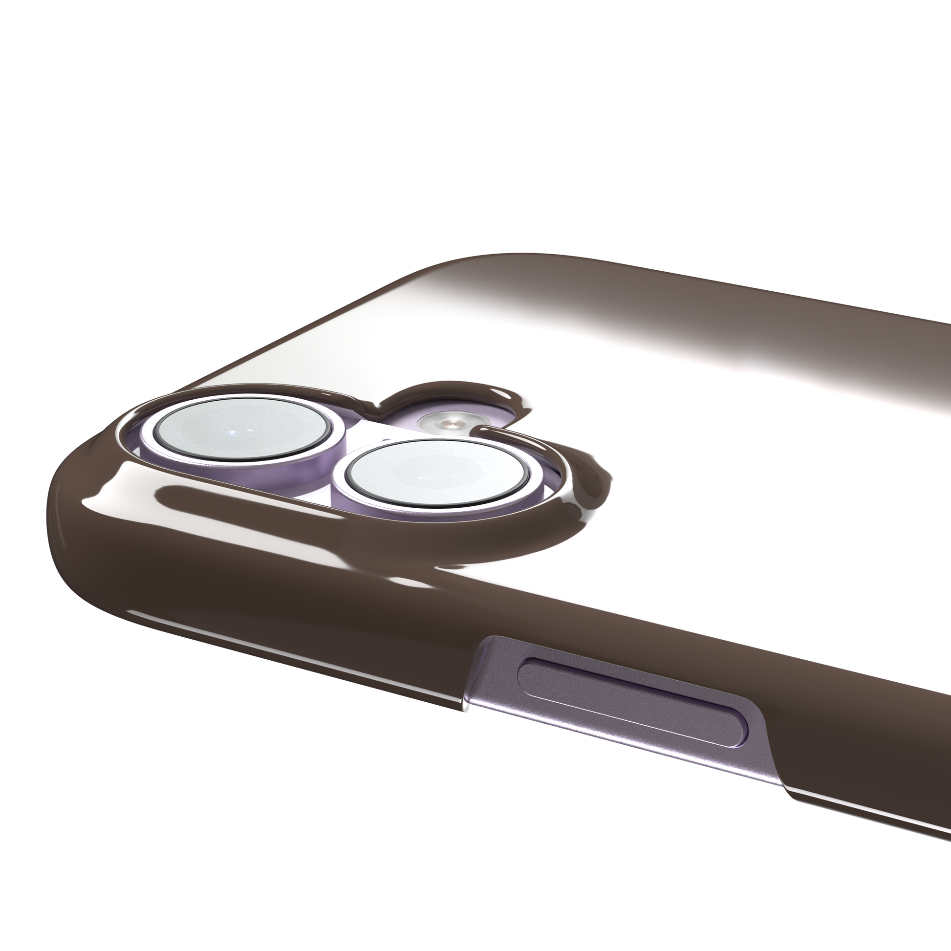 Solid muted taupe-brown phone case with minimal matte finish on iPhone, phone case by Caselier — snap case, volume buttons detail