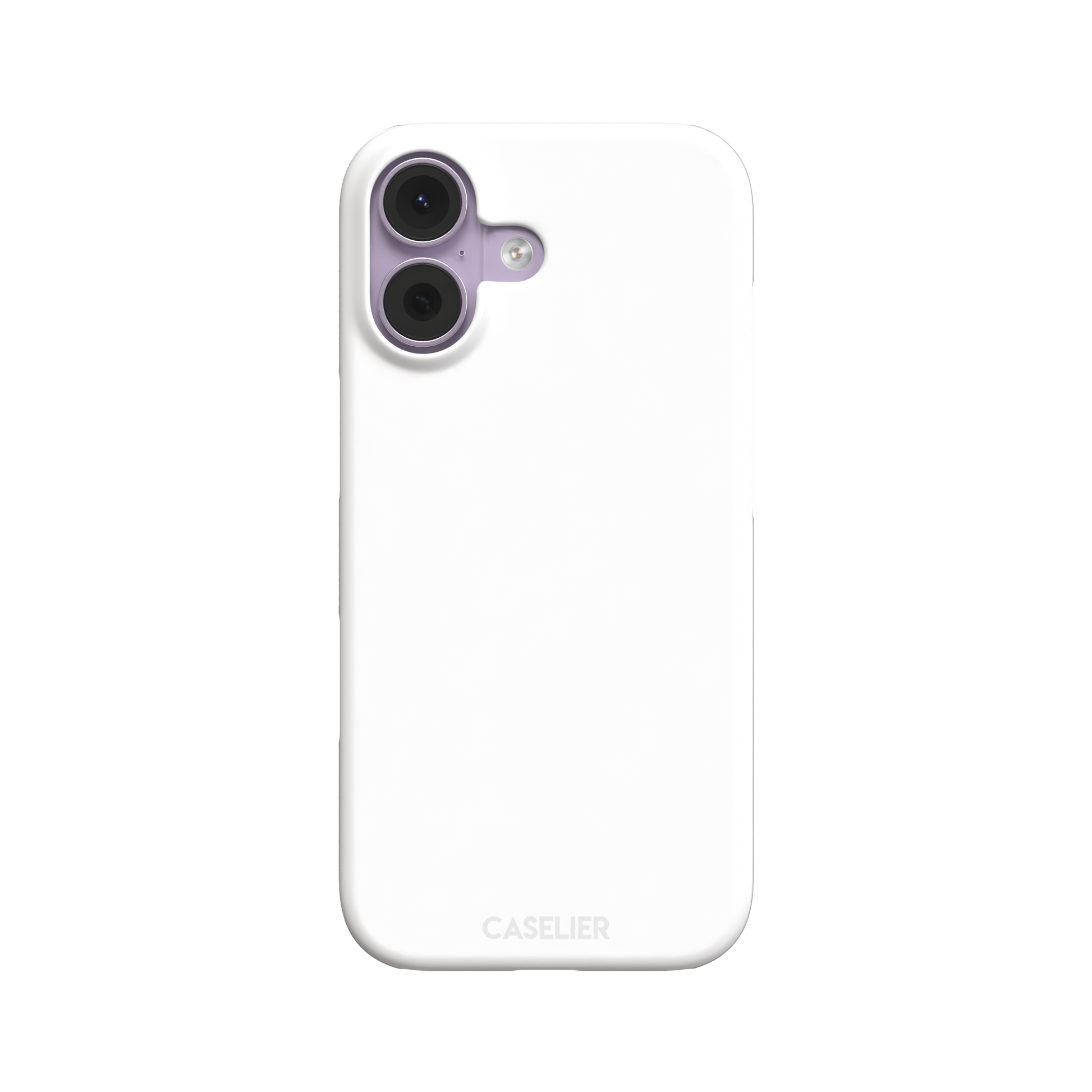 Solid matte white phone case with clean minimal finish on iPhone, phone case by Caselier — snap case, front view