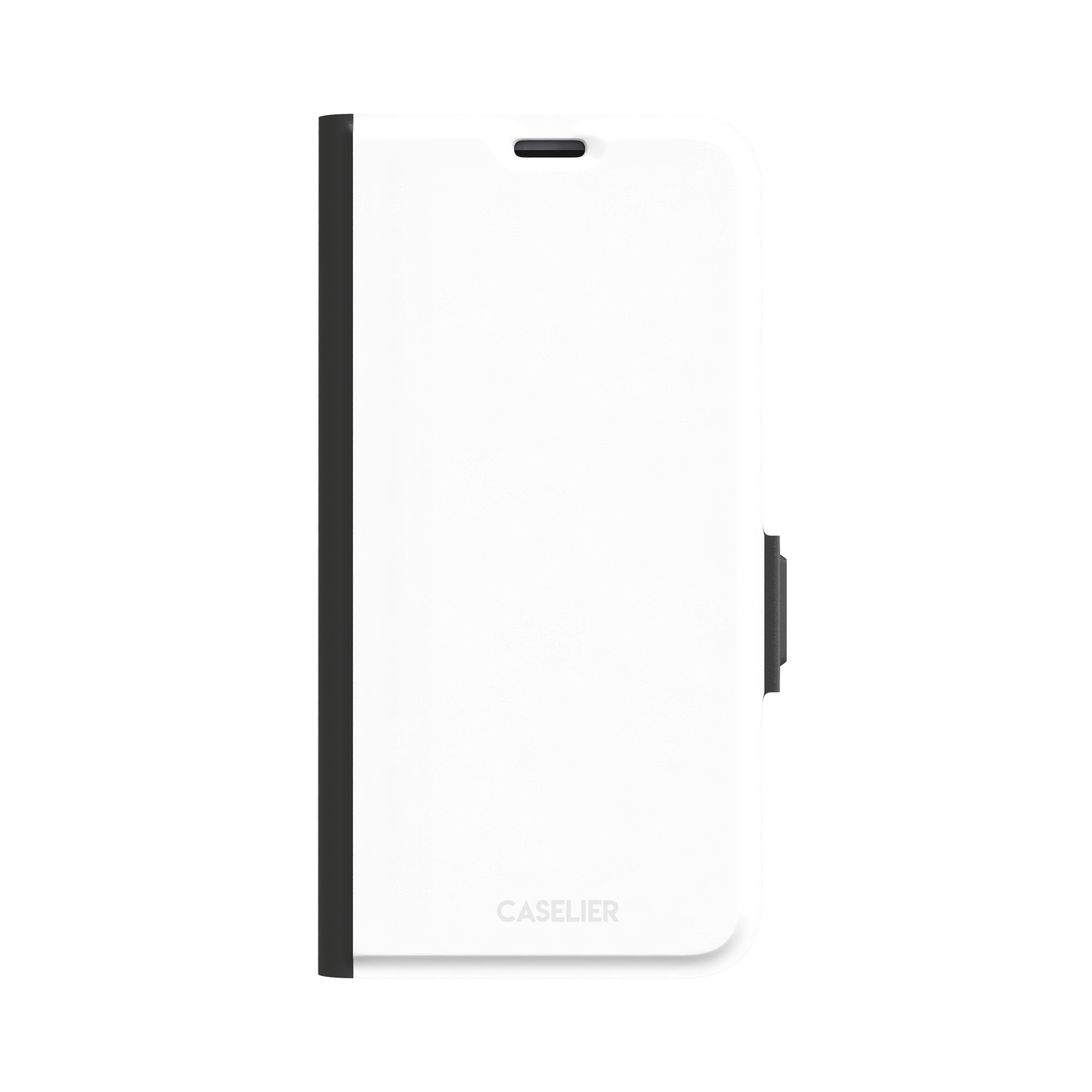 Solid matte white phone case with clean minimal finish on iPhone, phone case by Caselier — wallet case, front view