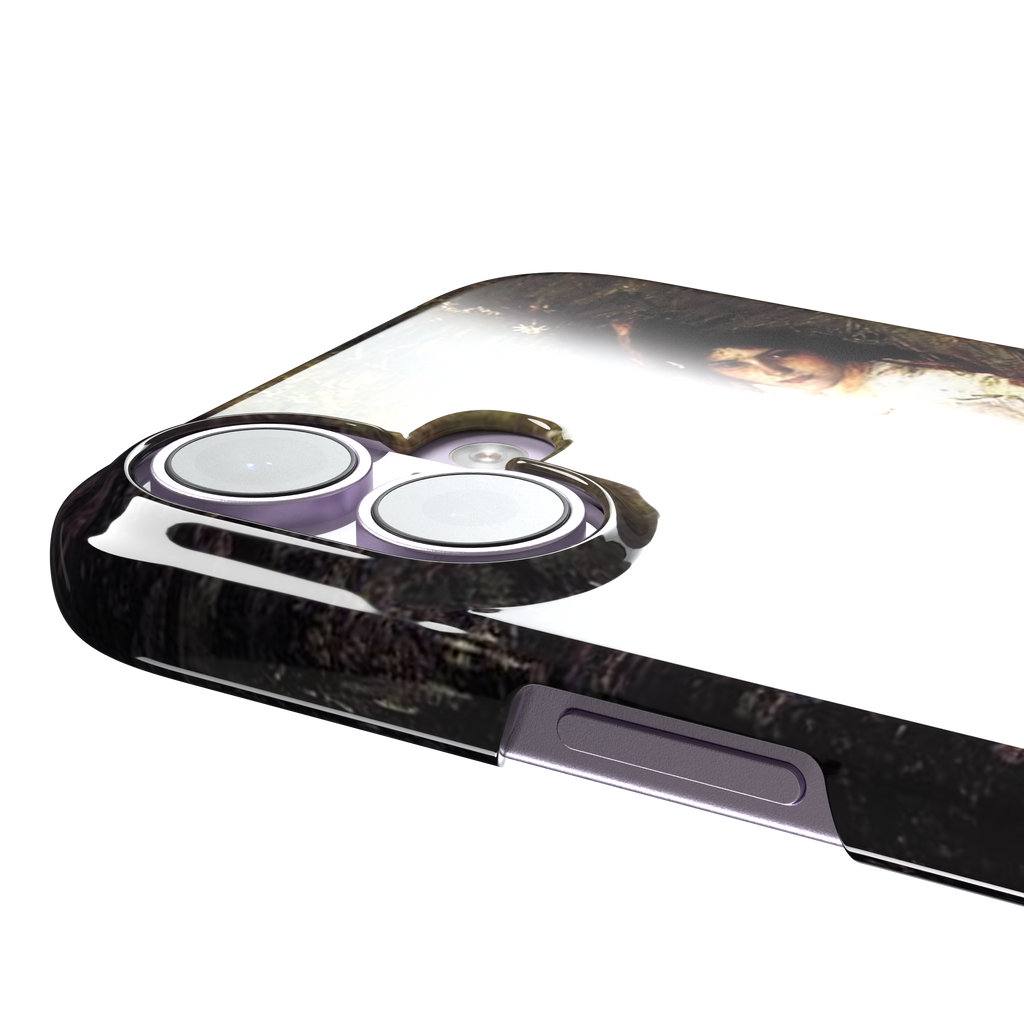 Ophelia by John William Waterhouse phone case featuring a white-dressed woman among dark green grasses and wildflowers in brooding Pre-Raphaelite oil painting style, phone case by Caselier — snap case, volume buttons detail
