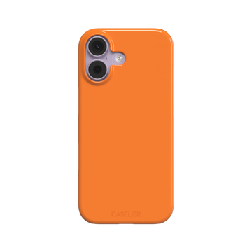 Bold vivid orange solid-color phone case with smooth matte finish, front view on iPhone, phone case by Caselier — snap case, front view