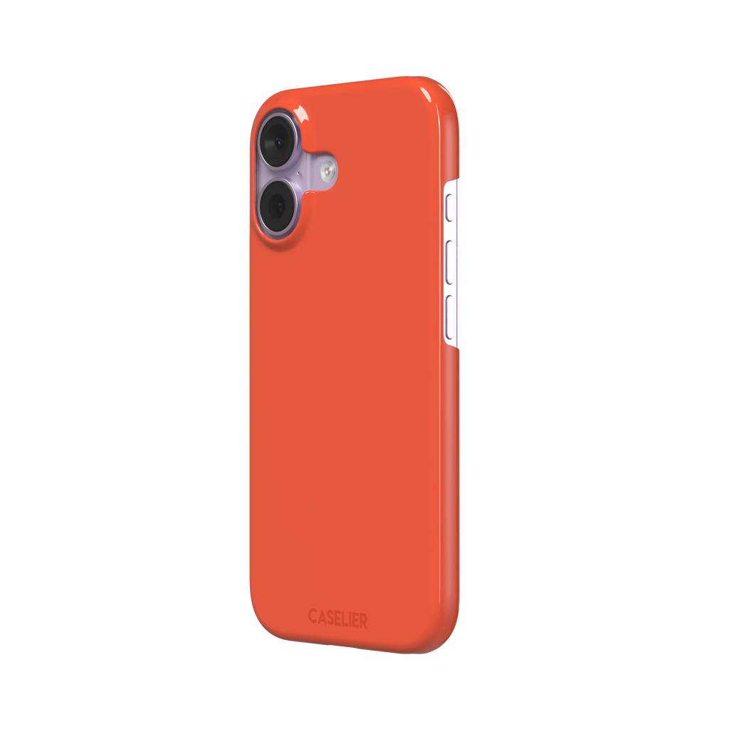Rich tomato-red orange solid-color phone case variant on iPhone, phone case by Caselier — snap case, right view
