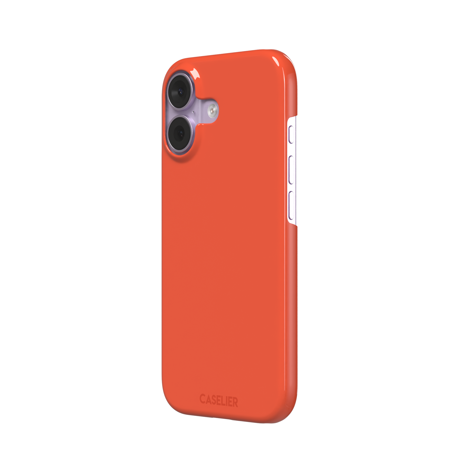 Rich tomato-red orange solid-color phone case variant on iPhone, phone case by Caselier — snap case, right view