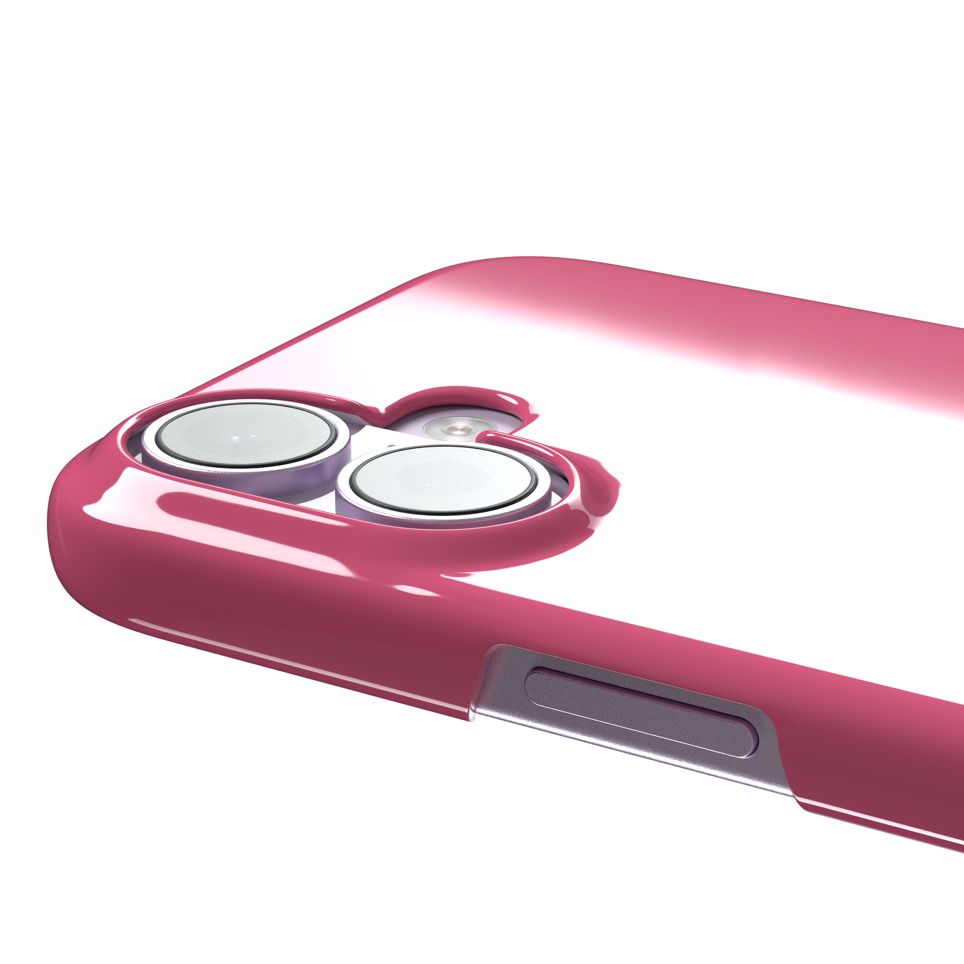 Solid mid-pink matte phone case, medium pink tone variant, phone case by Caselier — snap case, volume buttons detail