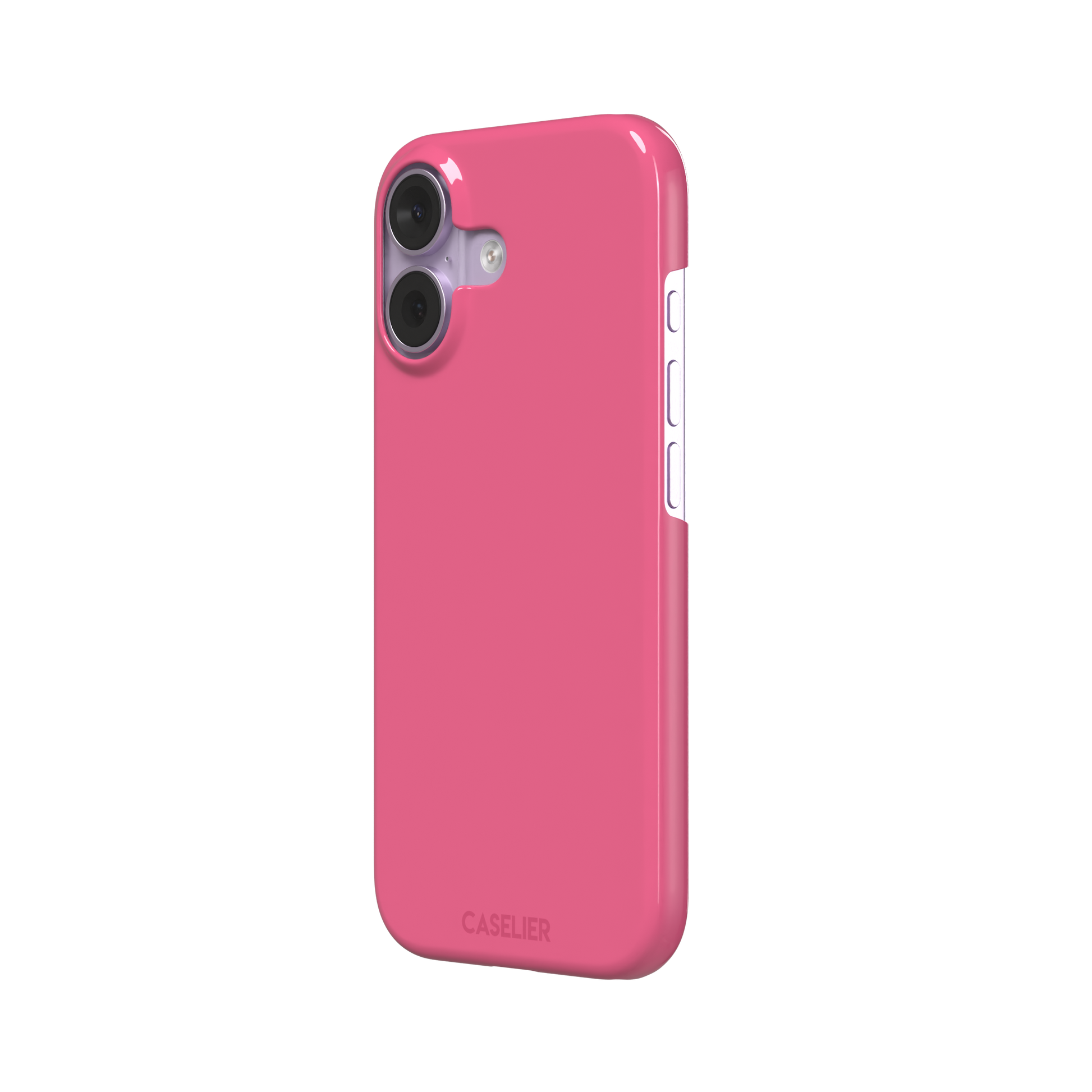 Solid mid-pink matte phone case, medium pink tone variant, phone case by Caselier — snap case, right view