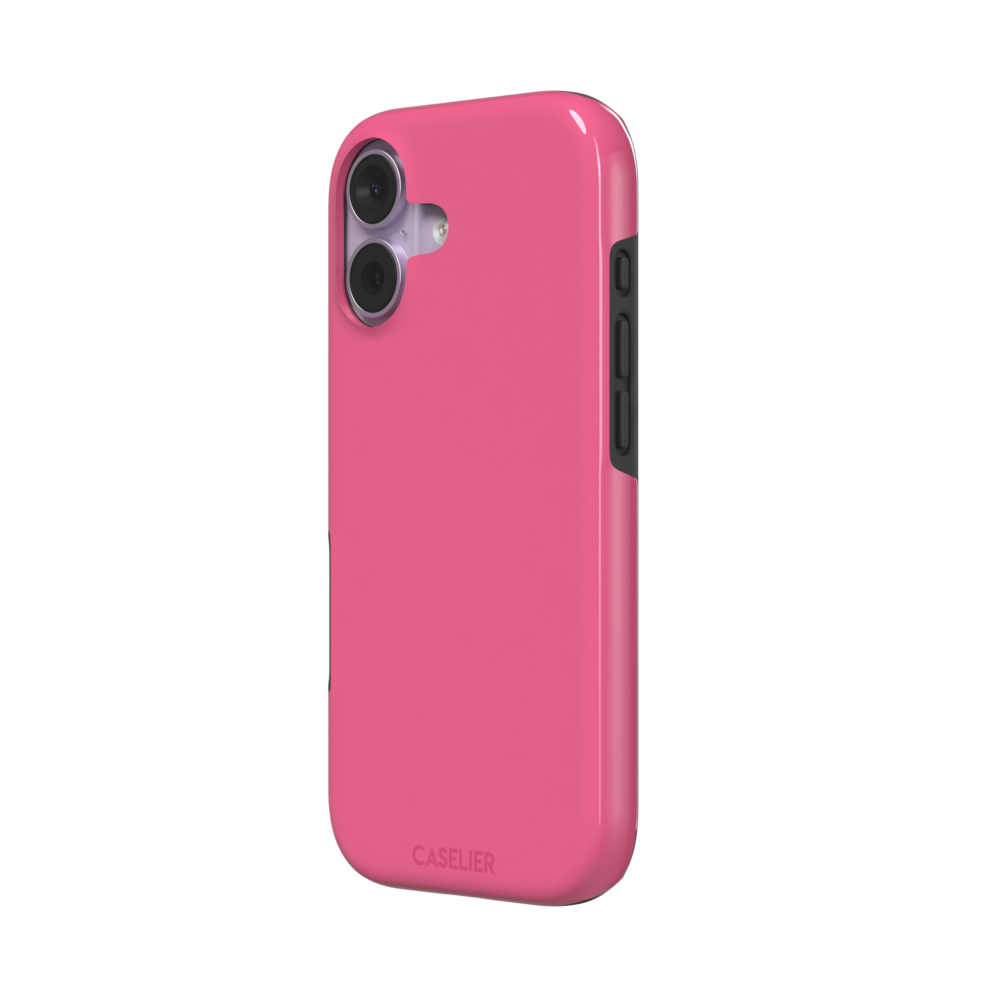 Solid mid-pink matte phone case, medium pink tone variant, phone case by Caselier — tough case, right view