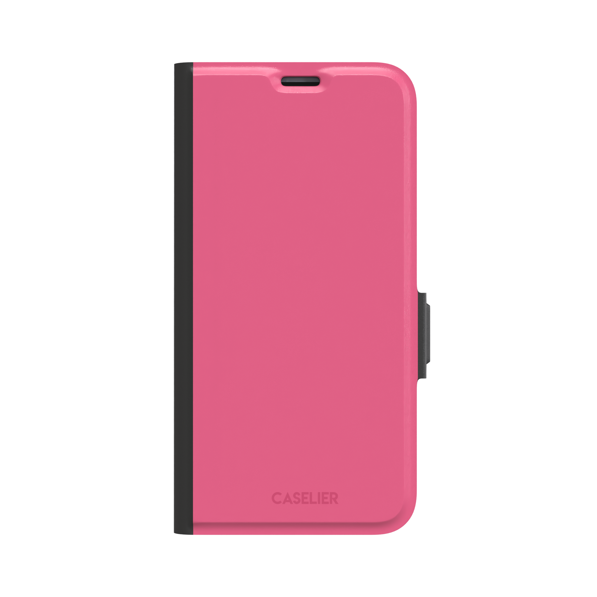 Solid mid-pink matte phone case, medium pink tone variant, phone case by Caselier — wallet case, front view