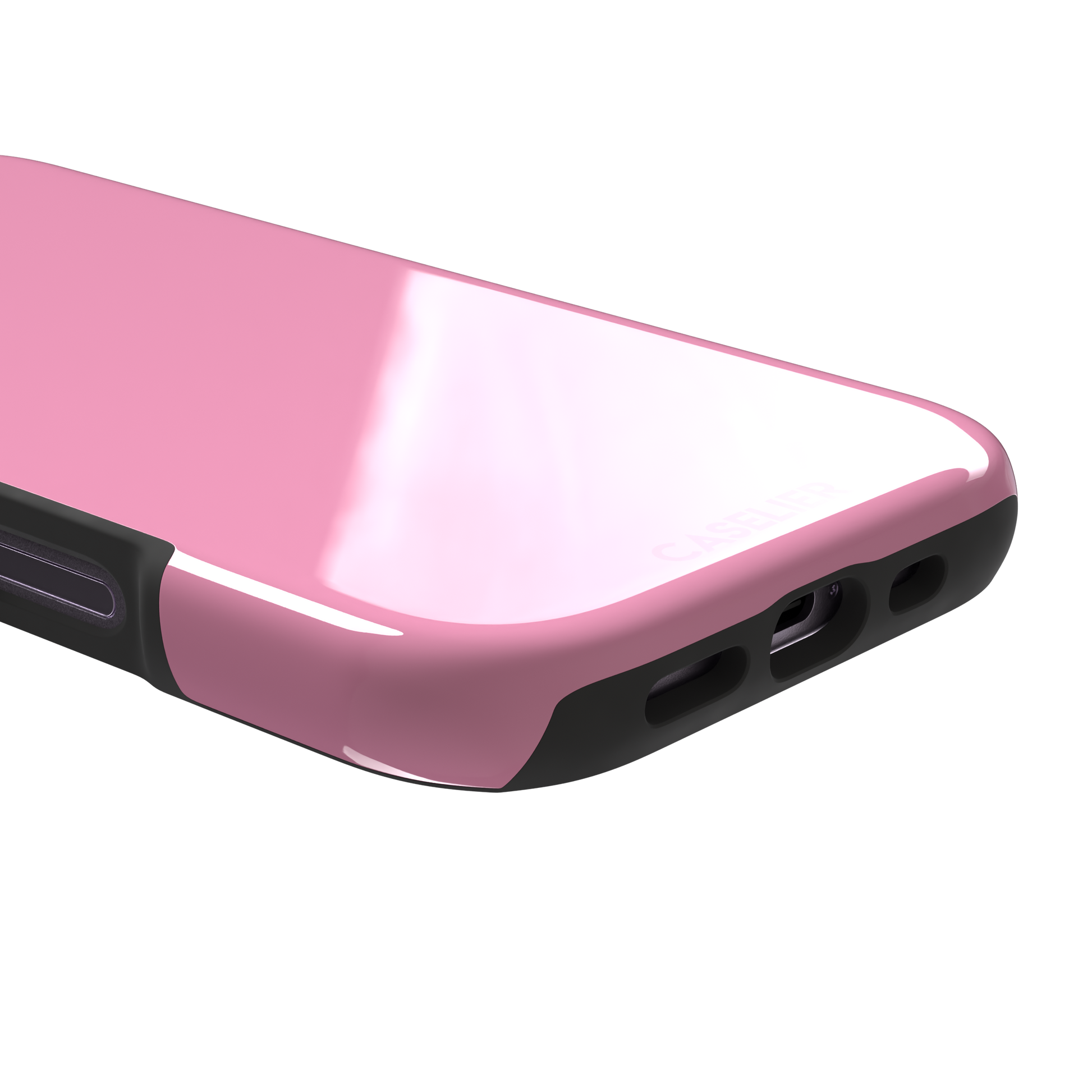 Solid blush pink matte phone case, primary product shot, phone case by Caselier — tough case, charging port detail
