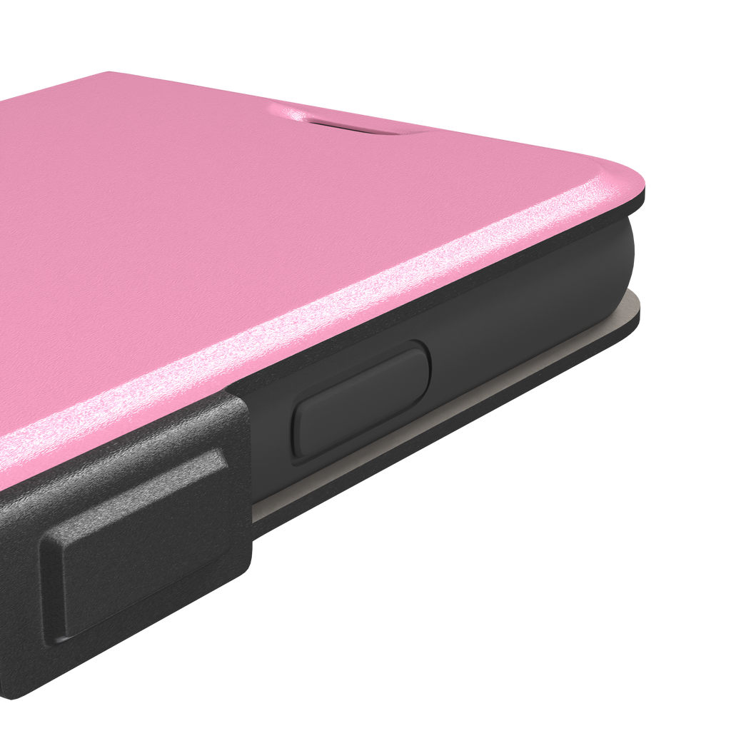 Solid blush pink matte phone case, primary product shot, phone case by Caselier — wallet case, volume buttons detail