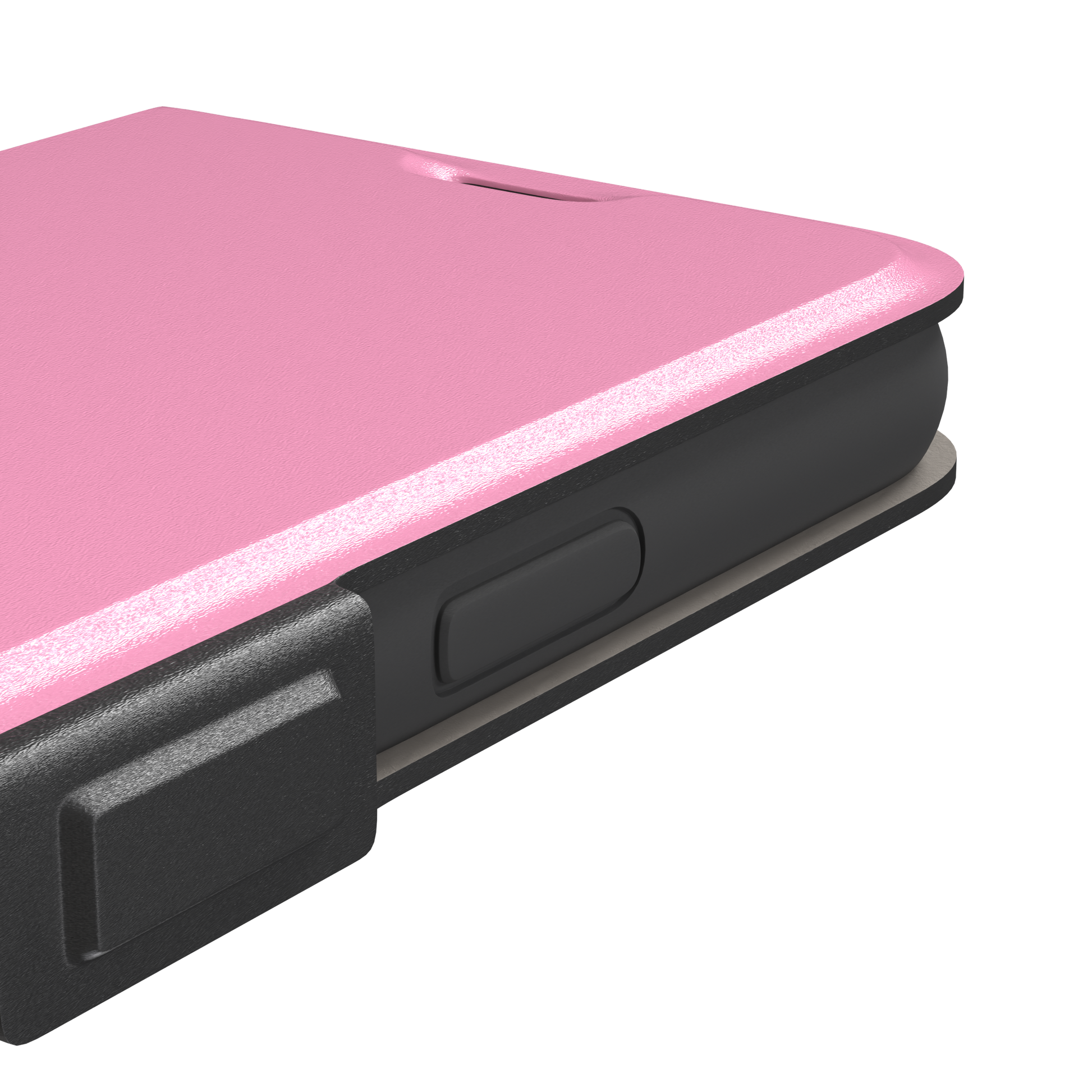 Solid blush pink matte phone case, primary product shot, phone case by Caselier — wallet case, volume buttons detail
