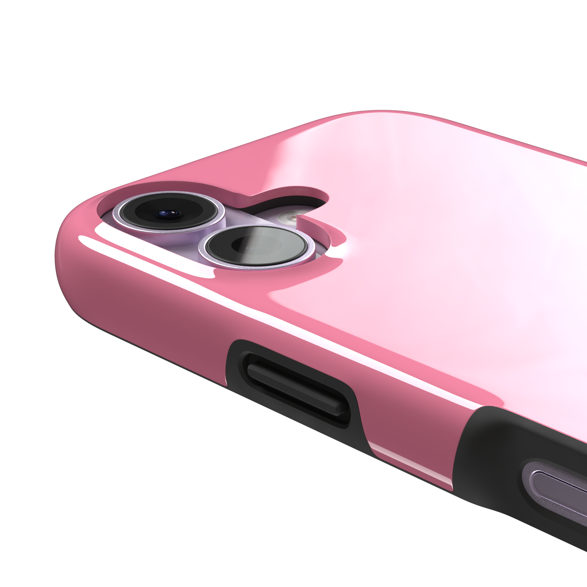 Solid light pink matte phone case, pale rose tone variant, phone case by Caselier — tough case, volume buttons detail
