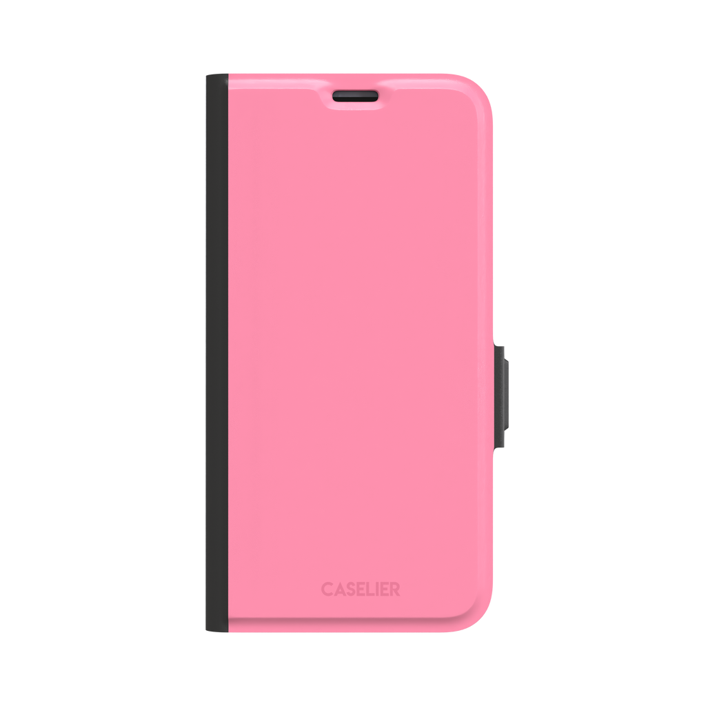 Solid light pink matte phone case, pale rose tone variant, phone case by Caselier — wallet case, front view