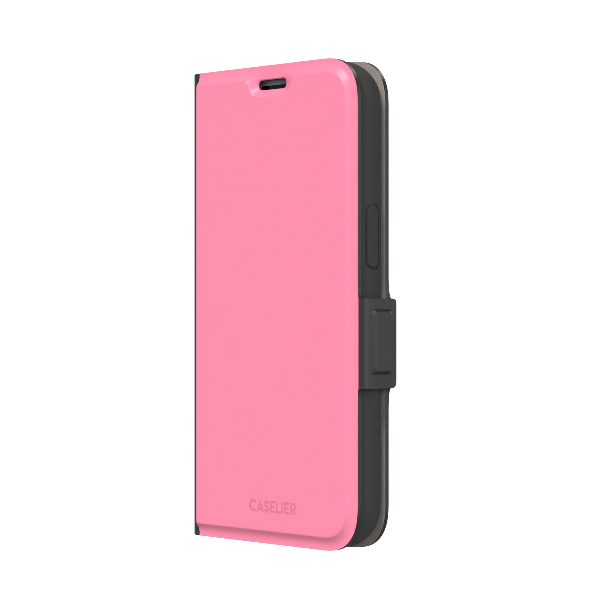 Solid light pink matte phone case, pale rose tone variant, phone case by Caselier — wallet case, right view