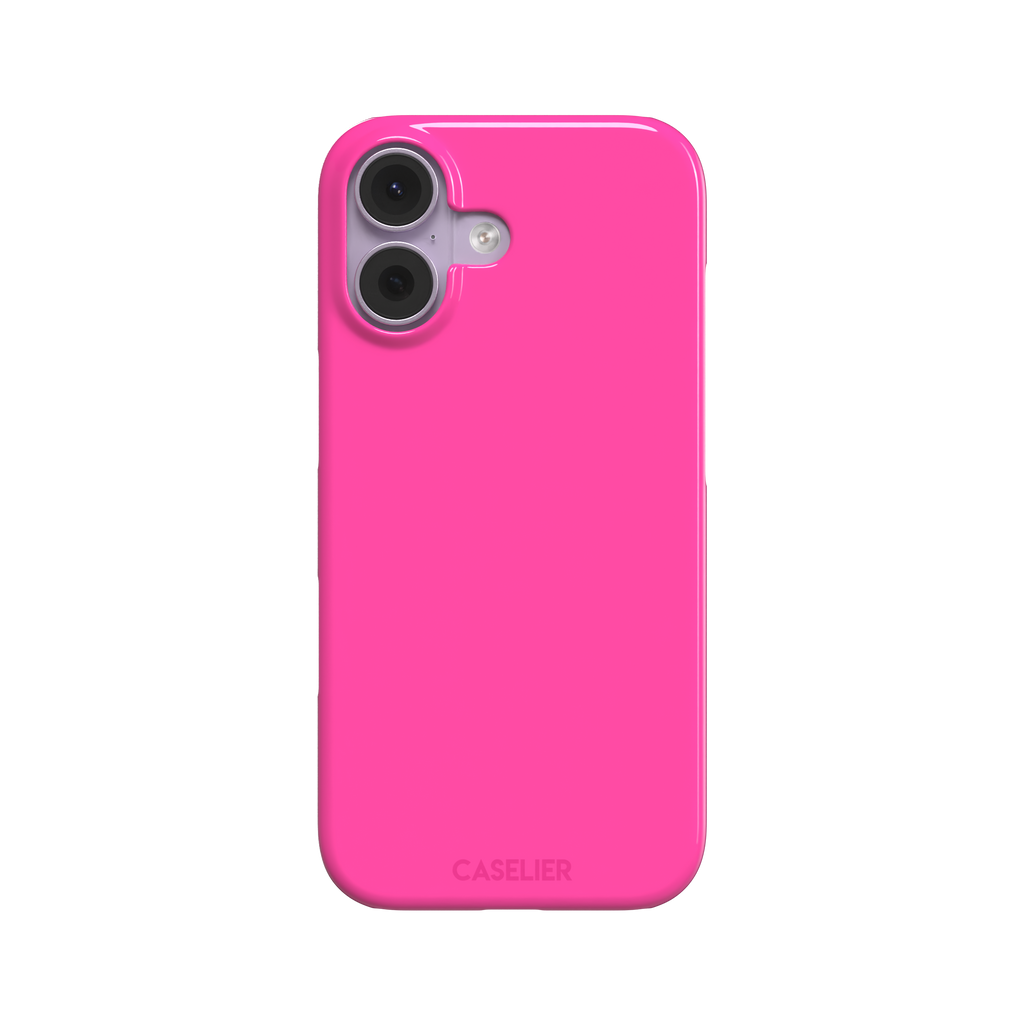 Solid hot pink matte phone case, vivid magenta-pink shade variant, phone case by Caselier — snap case, front view