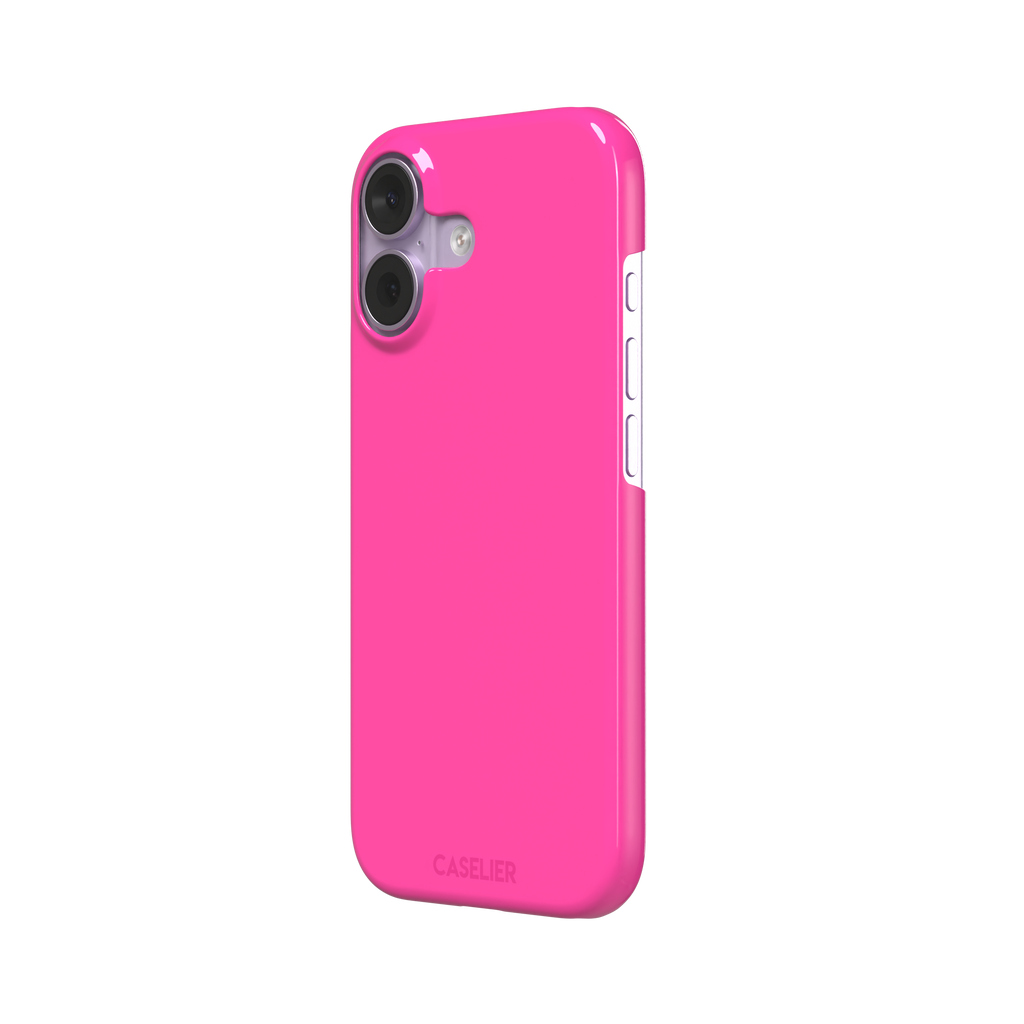 Solid hot pink matte phone case, vivid magenta-pink shade variant, phone case by Caselier — snap case, right view