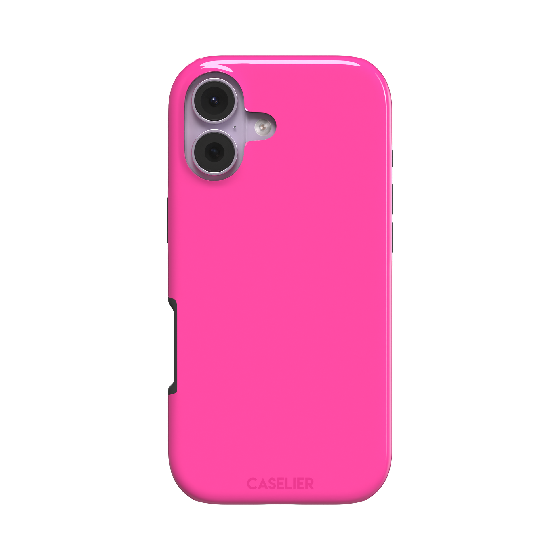 Solid hot pink matte phone case, vivid magenta-pink shade variant, phone case by Caselier — tough case, front view