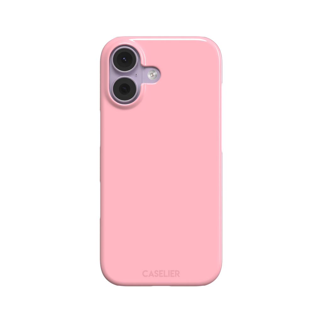 Solid blush pink matte phone case, second front view angle, phone case by Caselier — snap case, front view