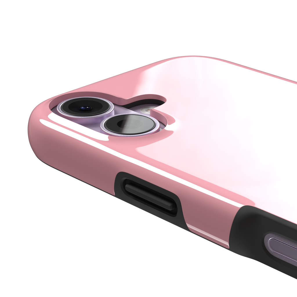 Solid blush pink matte phone case, second front view angle, phone case by Caselier — tough case, volume buttons detail