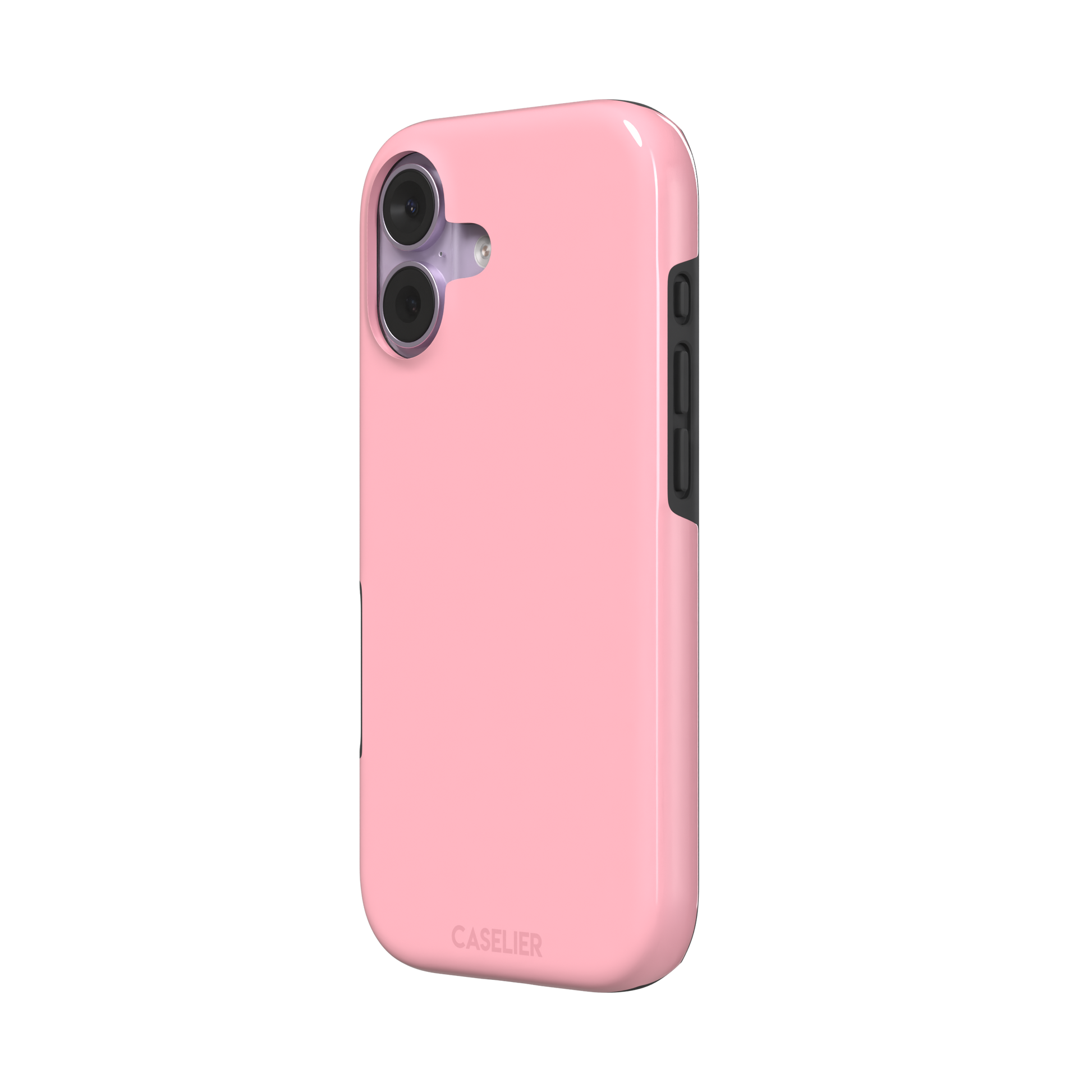 Solid blush pink matte phone case, second front view angle, phone case by Caselier — tough case, right view