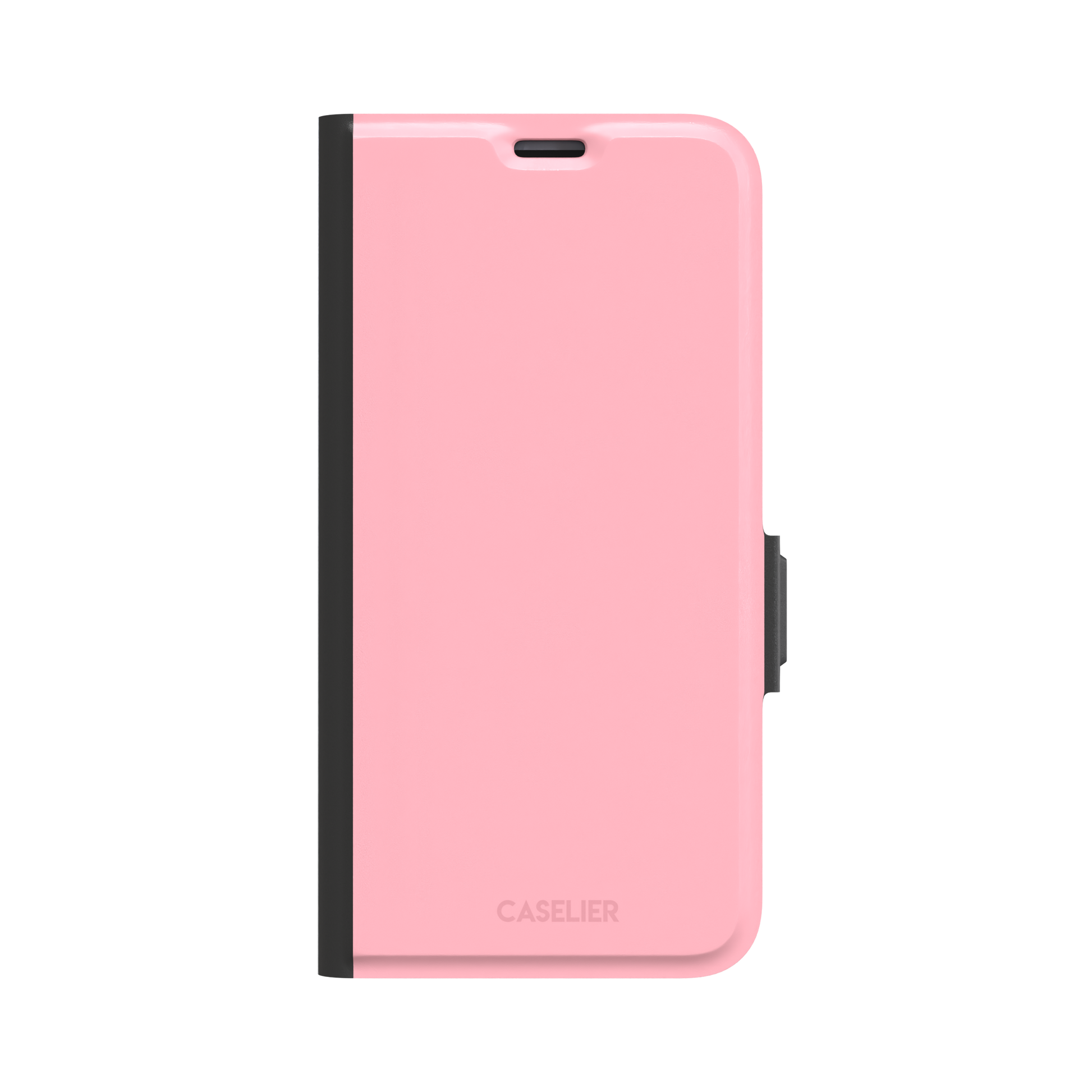 Solid blush pink matte phone case, second front view angle, phone case by Caselier — wallet case, front view