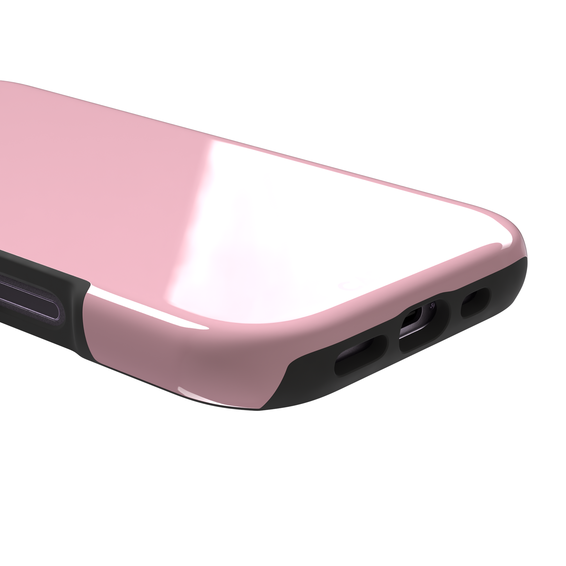 Solid blush pink matte phone case, front view variant, phone case by Caselier — tough case, charging port detail