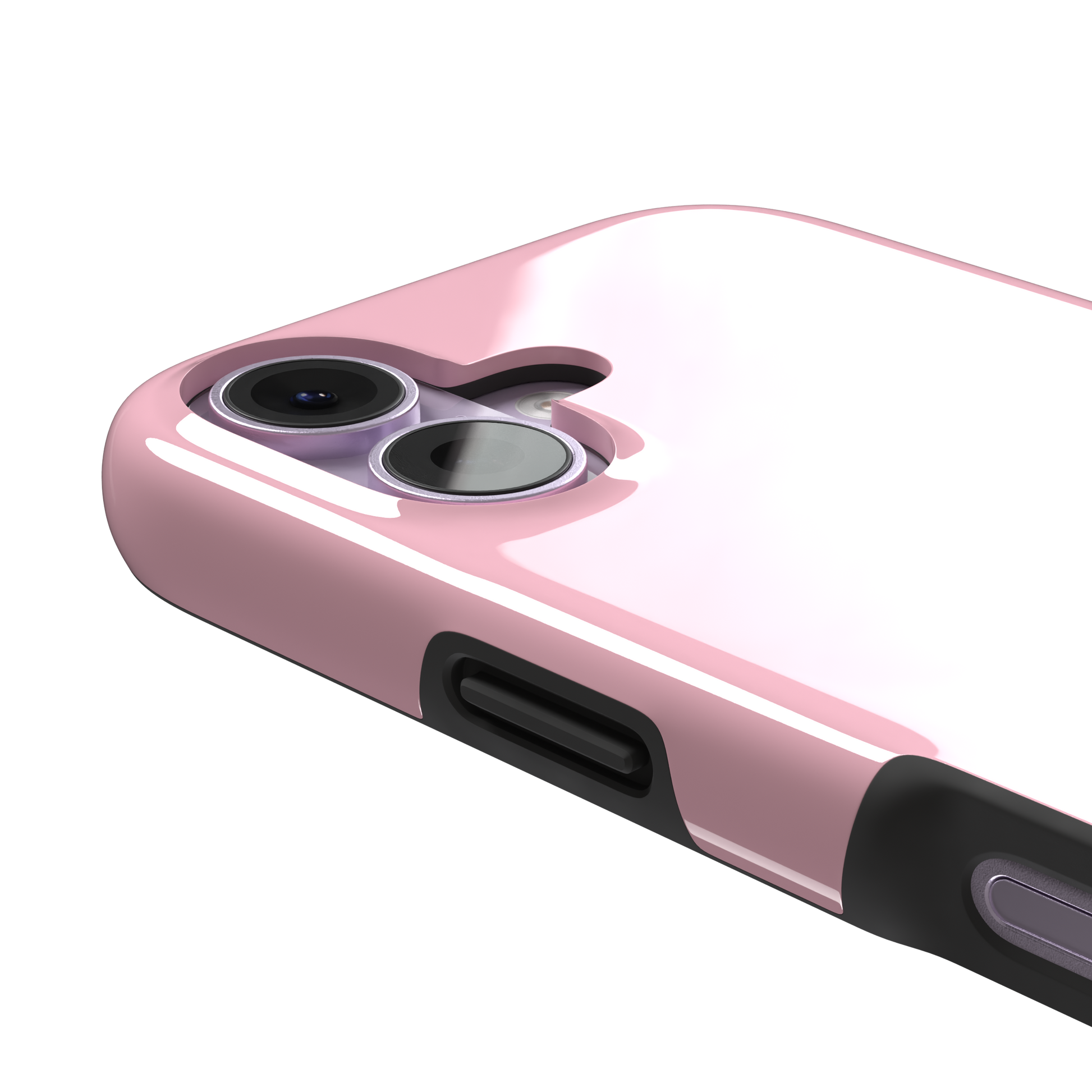 Solid blush pink matte phone case, front view variant, phone case by Caselier — tough case, volume buttons detail