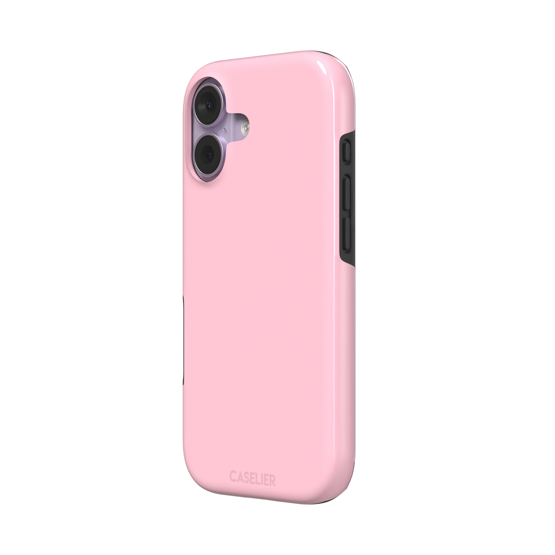 Solid blush pink matte phone case, front view variant, phone case by Caselier — tough case, right view