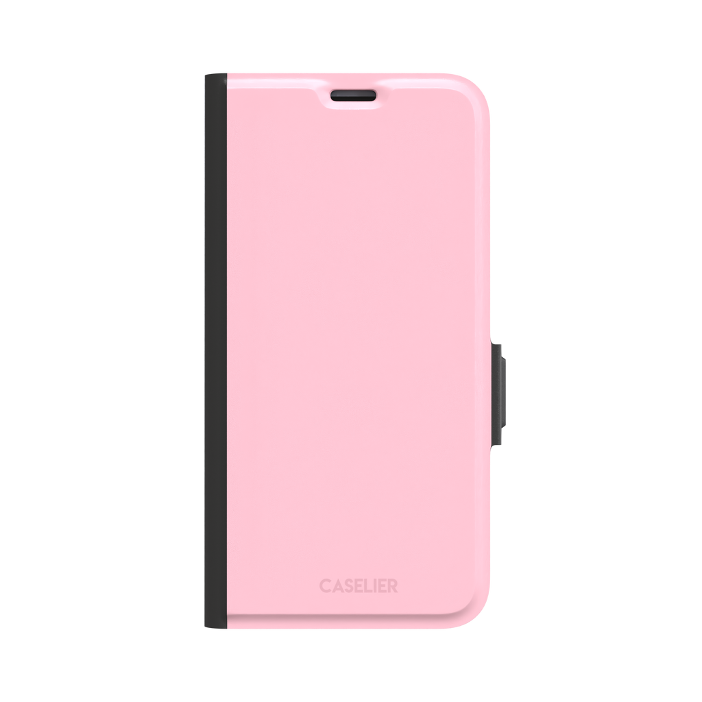 Solid blush pink matte phone case, front view variant, phone case by Caselier — wallet case, front view