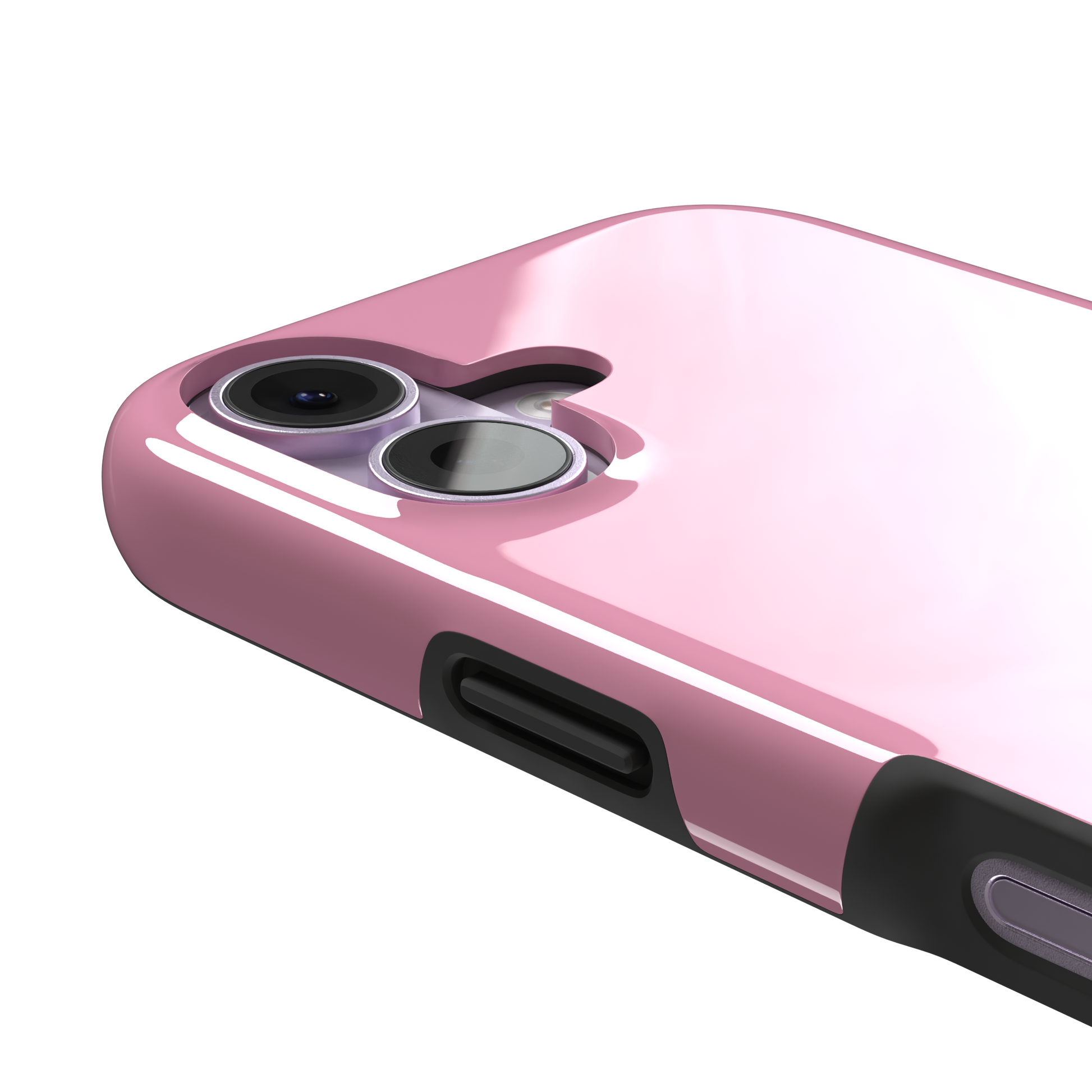 Solid soft pink matte phone case, additional front view, phone case by Caselier — tough case, volume buttons detail