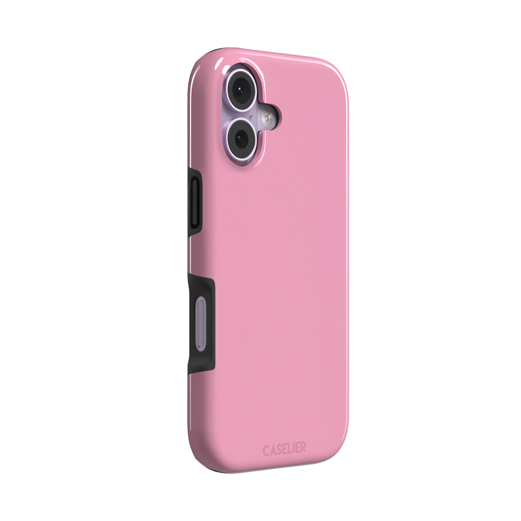 Solid soft pink matte phone case, additional front view, phone case by Caselier — tough case, left view
