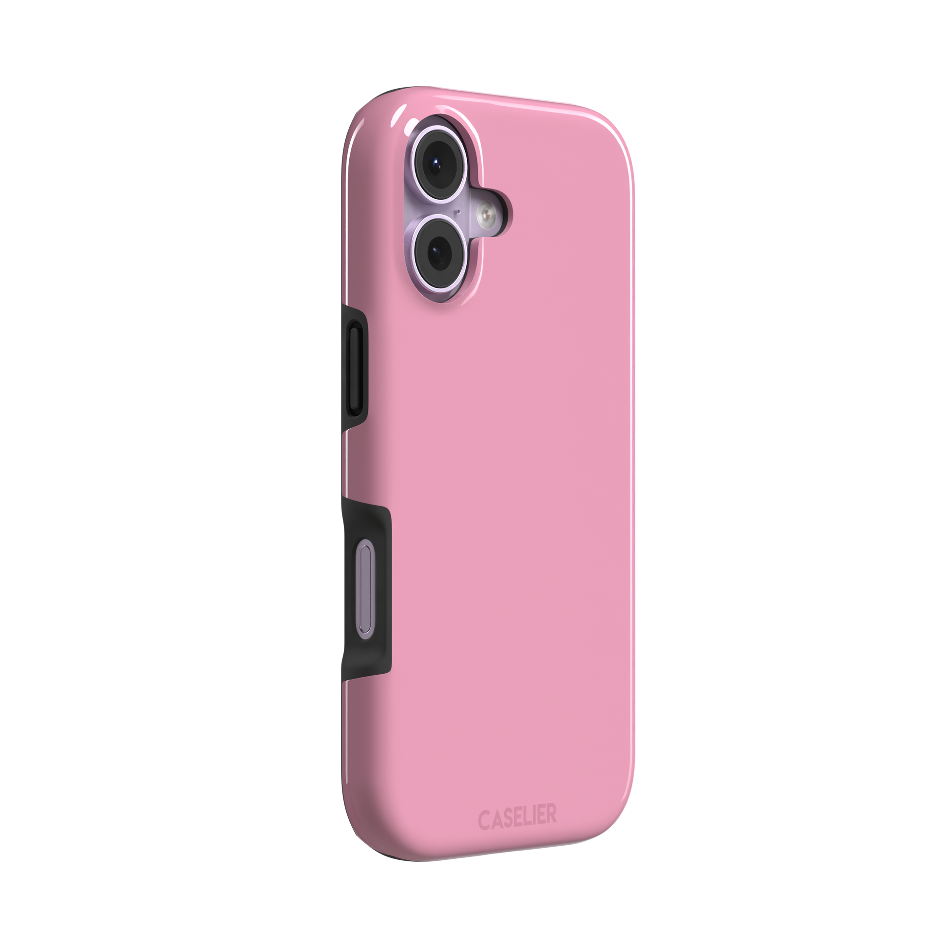 Solid soft pink matte phone case, additional front view, phone case by Caselier — tough case, left view