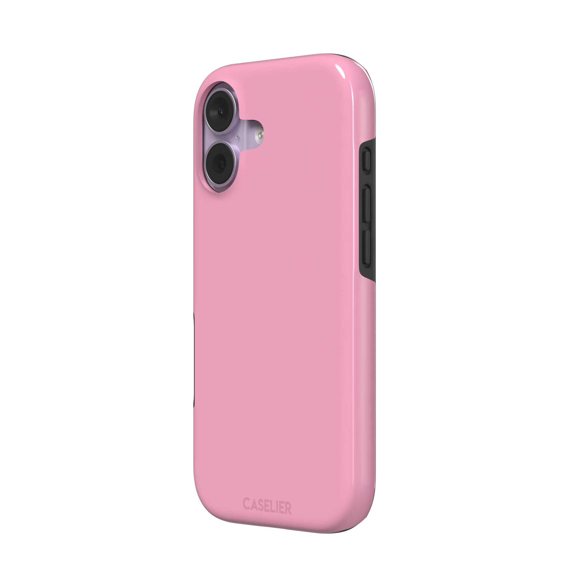 Solid soft pink matte phone case, additional front view, phone case by Caselier — tough case, right view