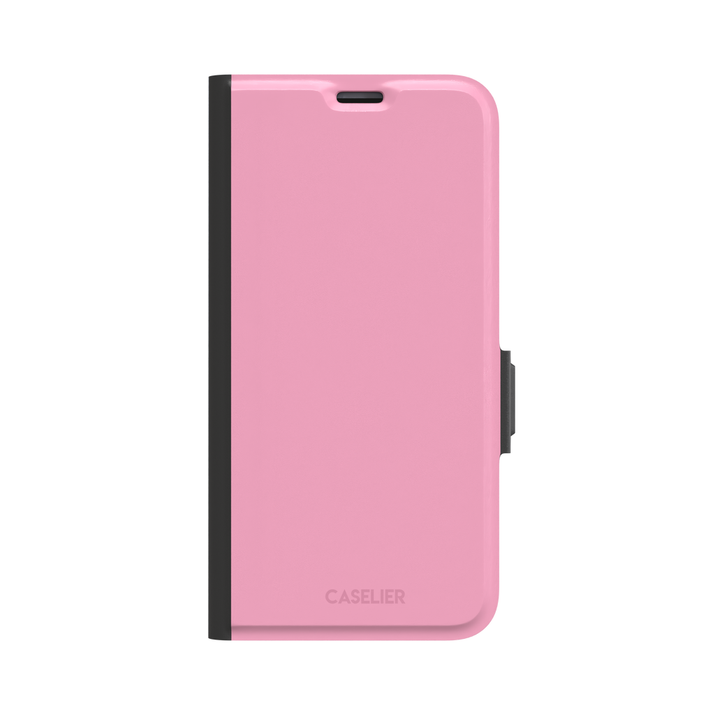 Solid soft pink matte phone case, additional front view, phone case by Caselier — wallet case, front view
