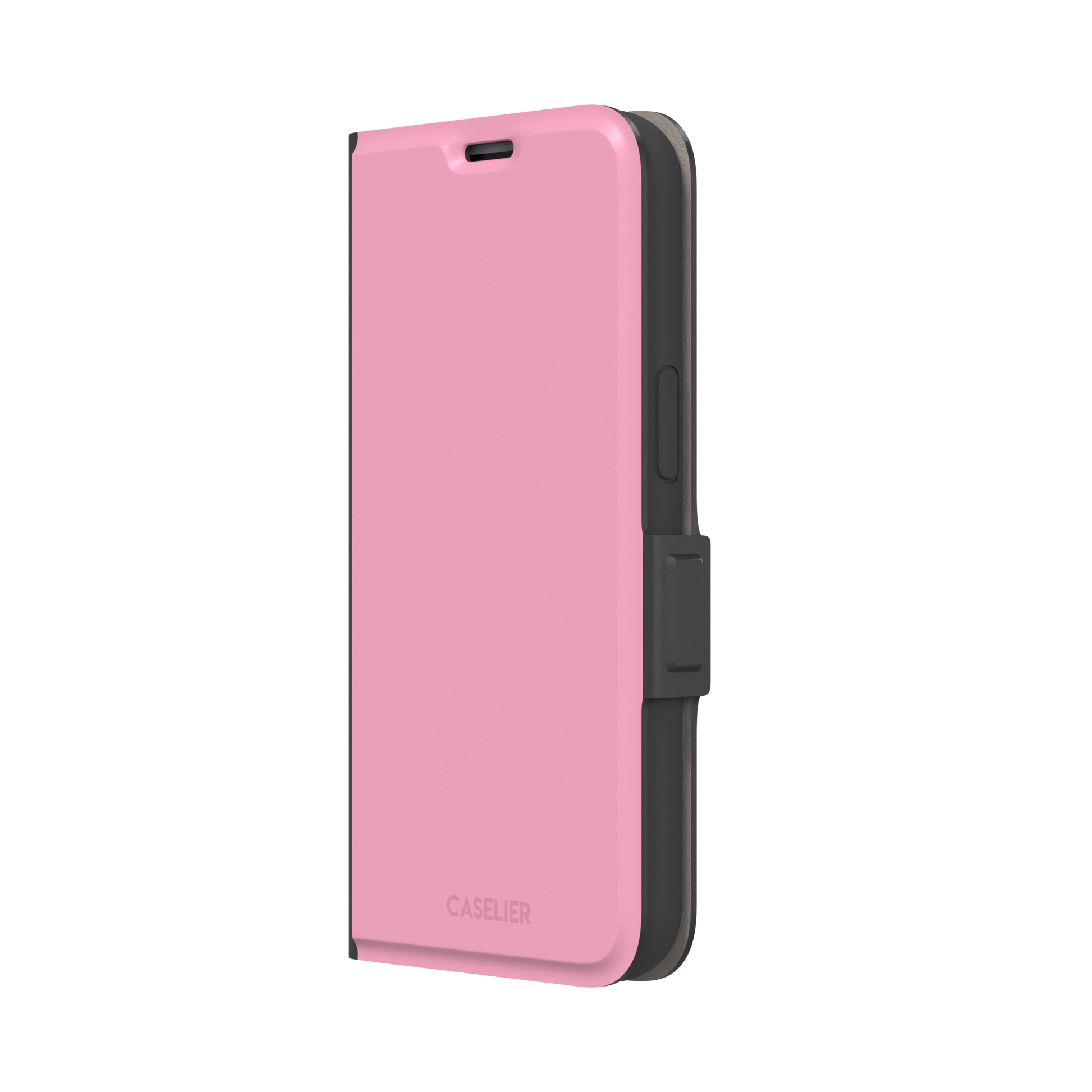 Solid soft pink matte phone case, additional front view, phone case by Caselier — wallet case, right view