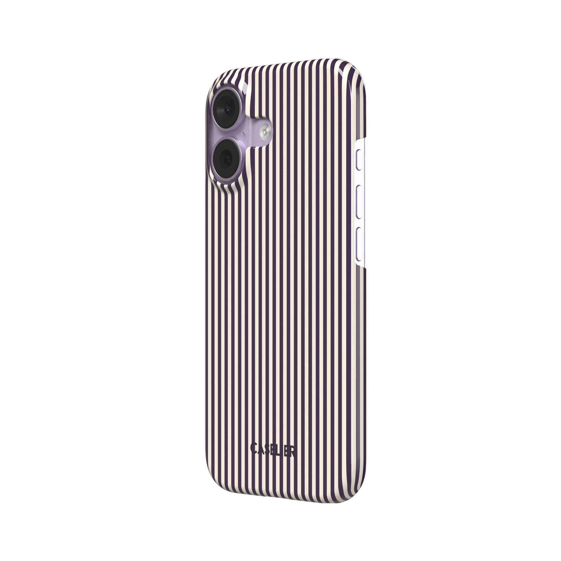 Pinstripes, vertical deep aubergine and cream pinstripes, snap case, right view, phone case by Caselier