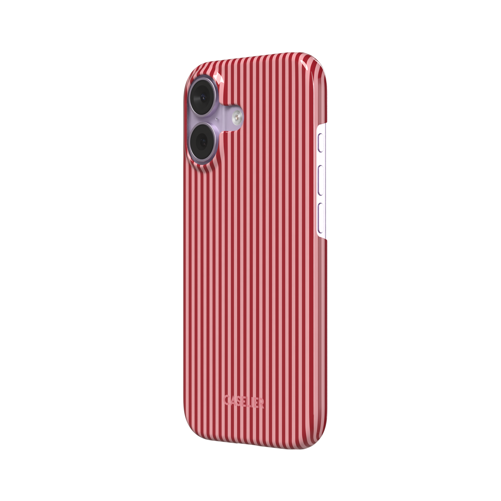 Pinstripes, vertical red and pink candy-stripe pinstripes, snap case, right view, phone case by Caselier