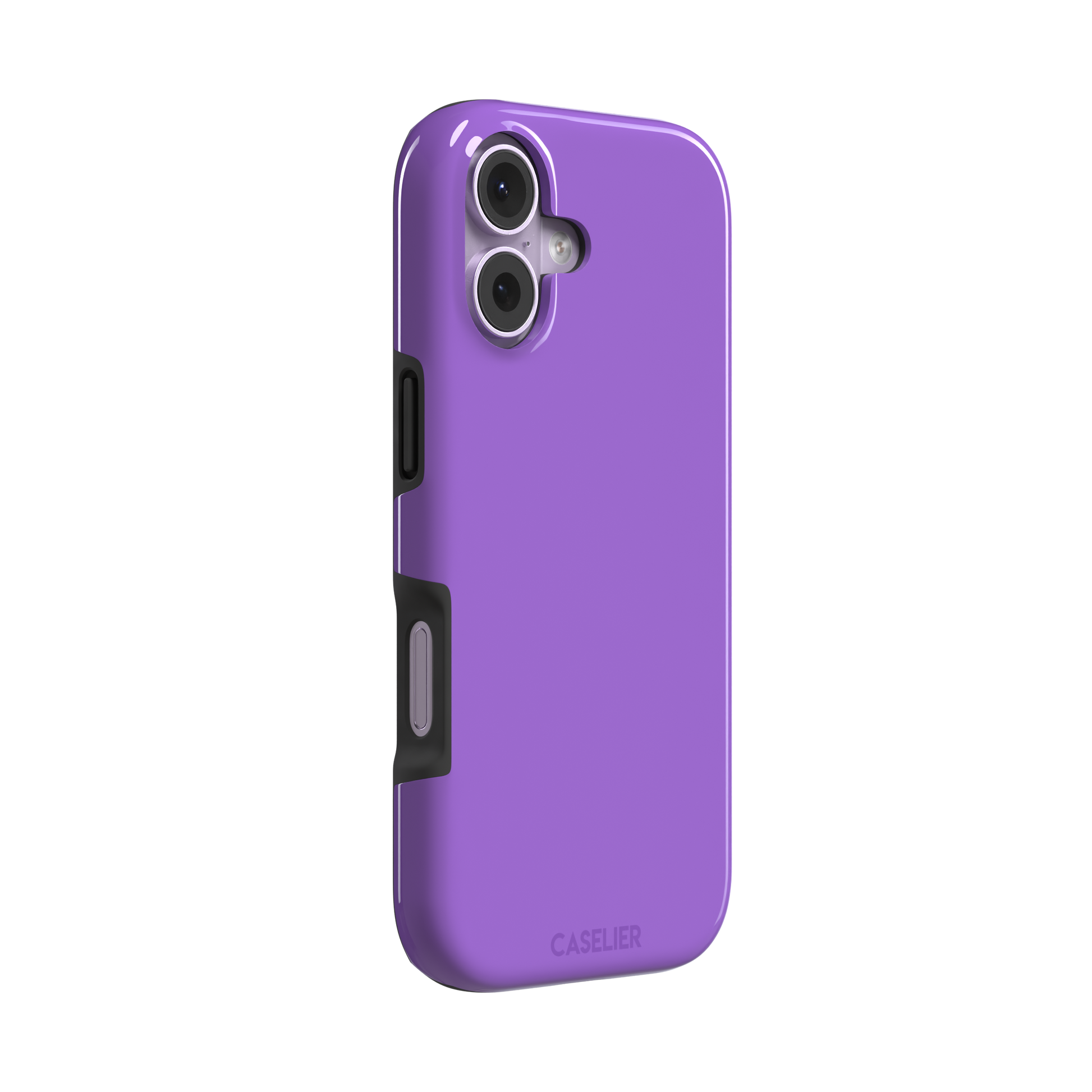 Solid medium violet phone case in a balanced mid-tone purple, phone case by Caselier — tough case, left view