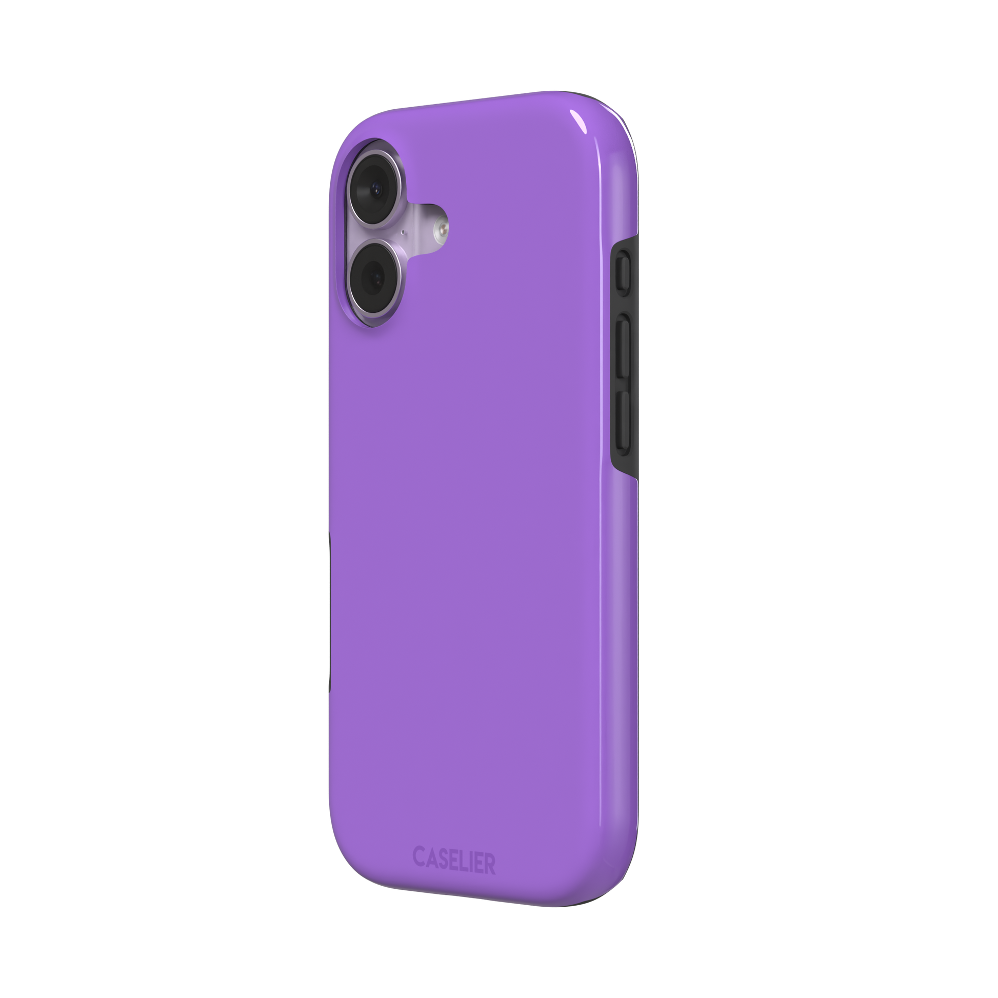 Solid medium violet phone case in a balanced mid-tone purple, phone case by Caselier — tough case, right view