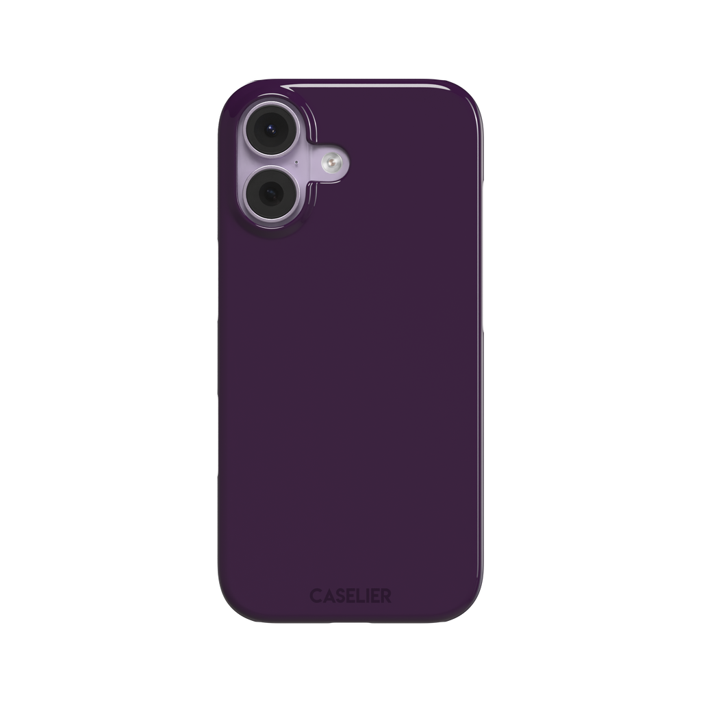 Solid deep plum phone case in a dark, rich aubergine tone, phone case by Caselier — snap case, front view