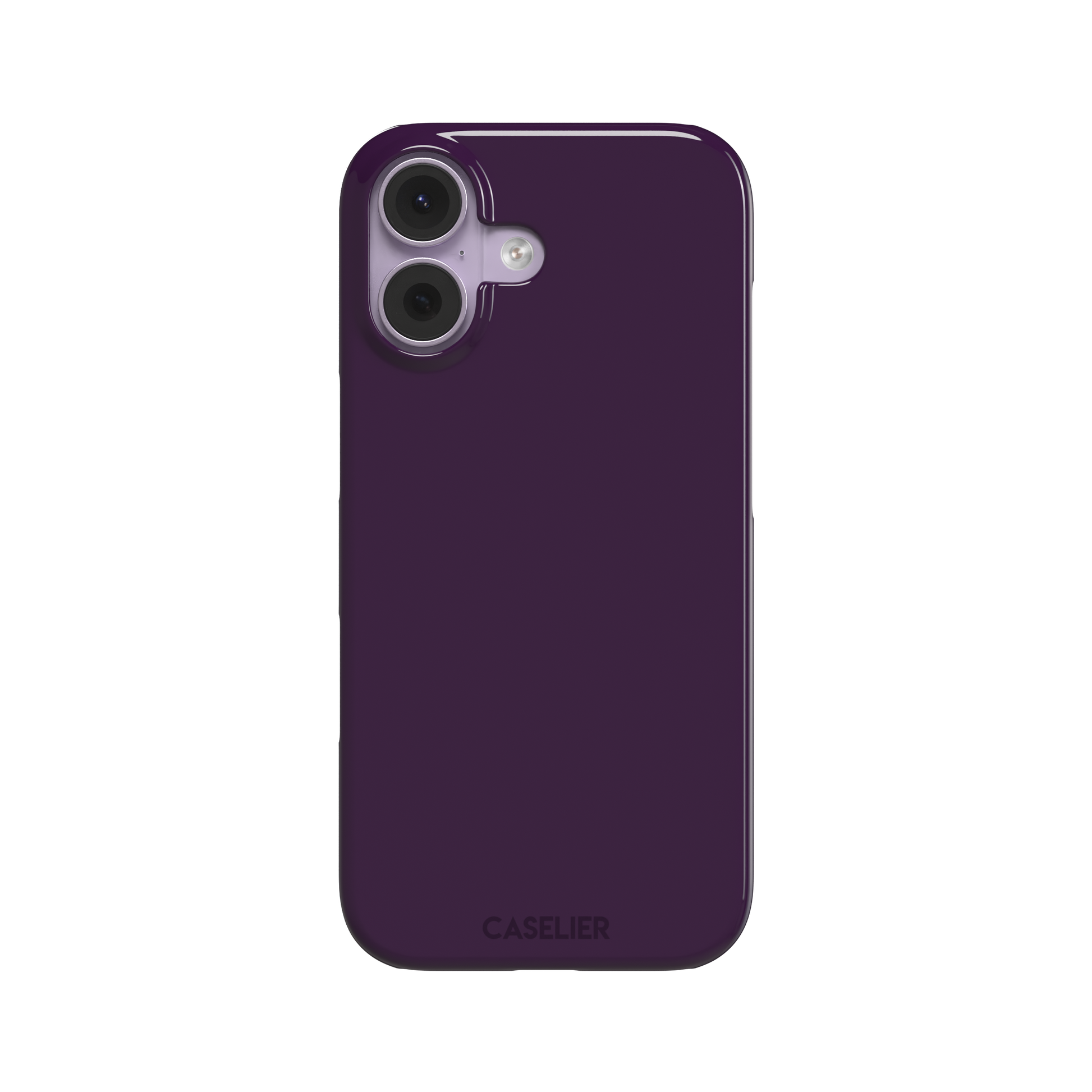 Solid deep plum phone case in a dark, rich aubergine tone, phone case by Caselier — snap case, front view