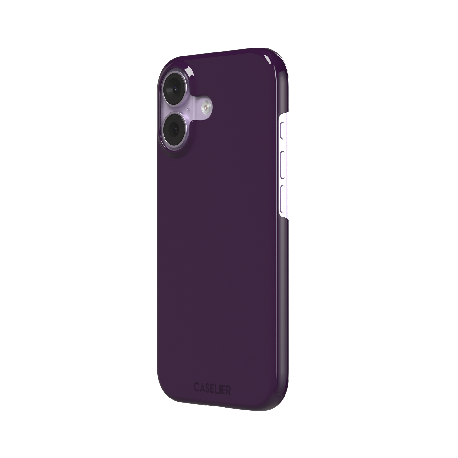 Solid deep plum phone case in a dark, rich aubergine tone, phone case by Caselier — snap case, right view