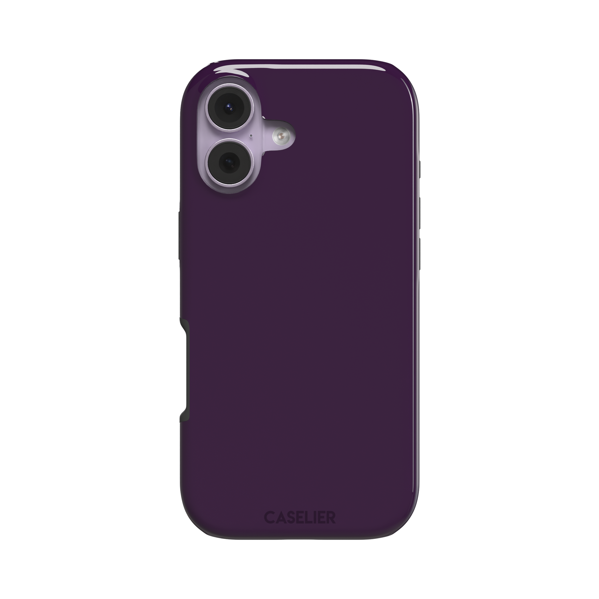 Solid deep plum phone case in a dark, rich aubergine tone, phone case by Caselier — tough case, front view