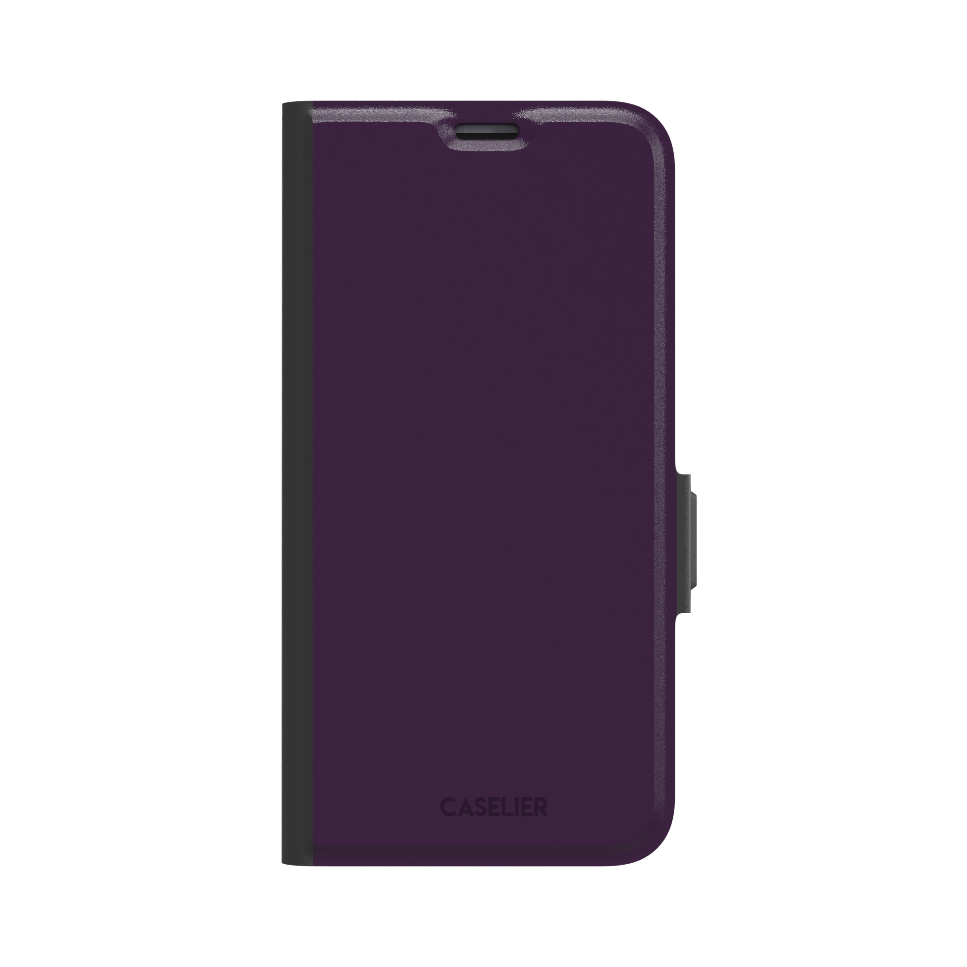 Solid deep plum phone case in a dark, rich aubergine tone, phone case by Caselier — wallet case, front view